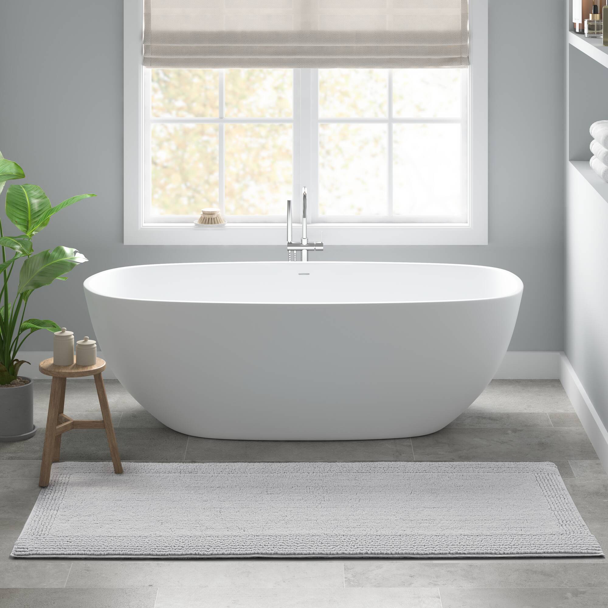 Rainlex 20" x 30" Reversible Cotton Bath Rug, Gray