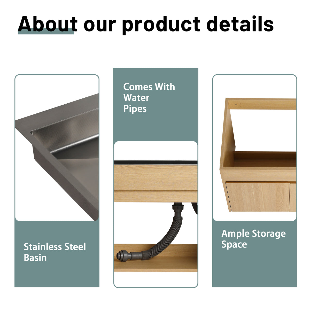 RAINLEX 39" Freestanding Utility Sink with Pull-Out Faucet in Stainless Steel