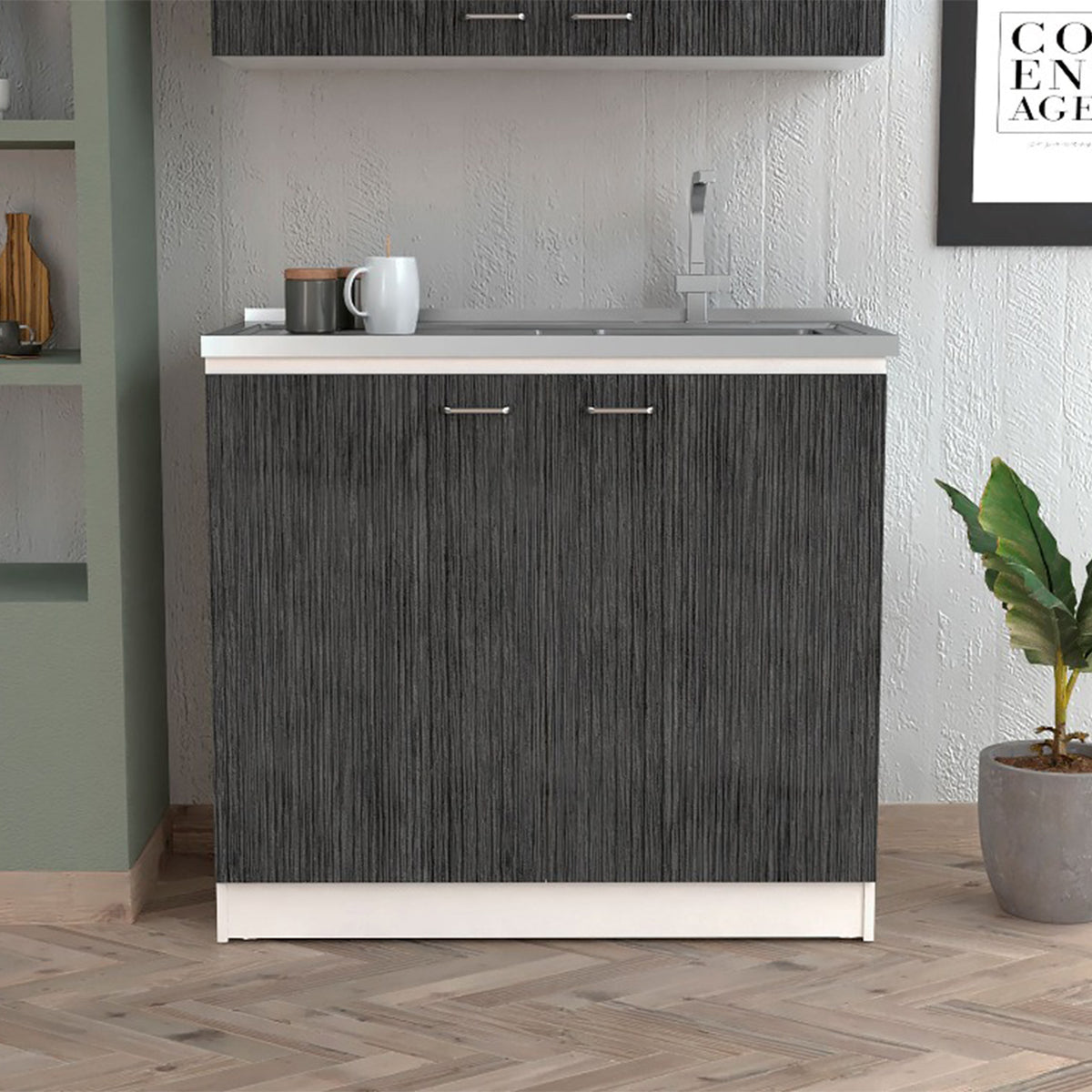RAINLEX 39" Freestanding Utility Sink Cabinet with Double Basins & Soft-Close Doors