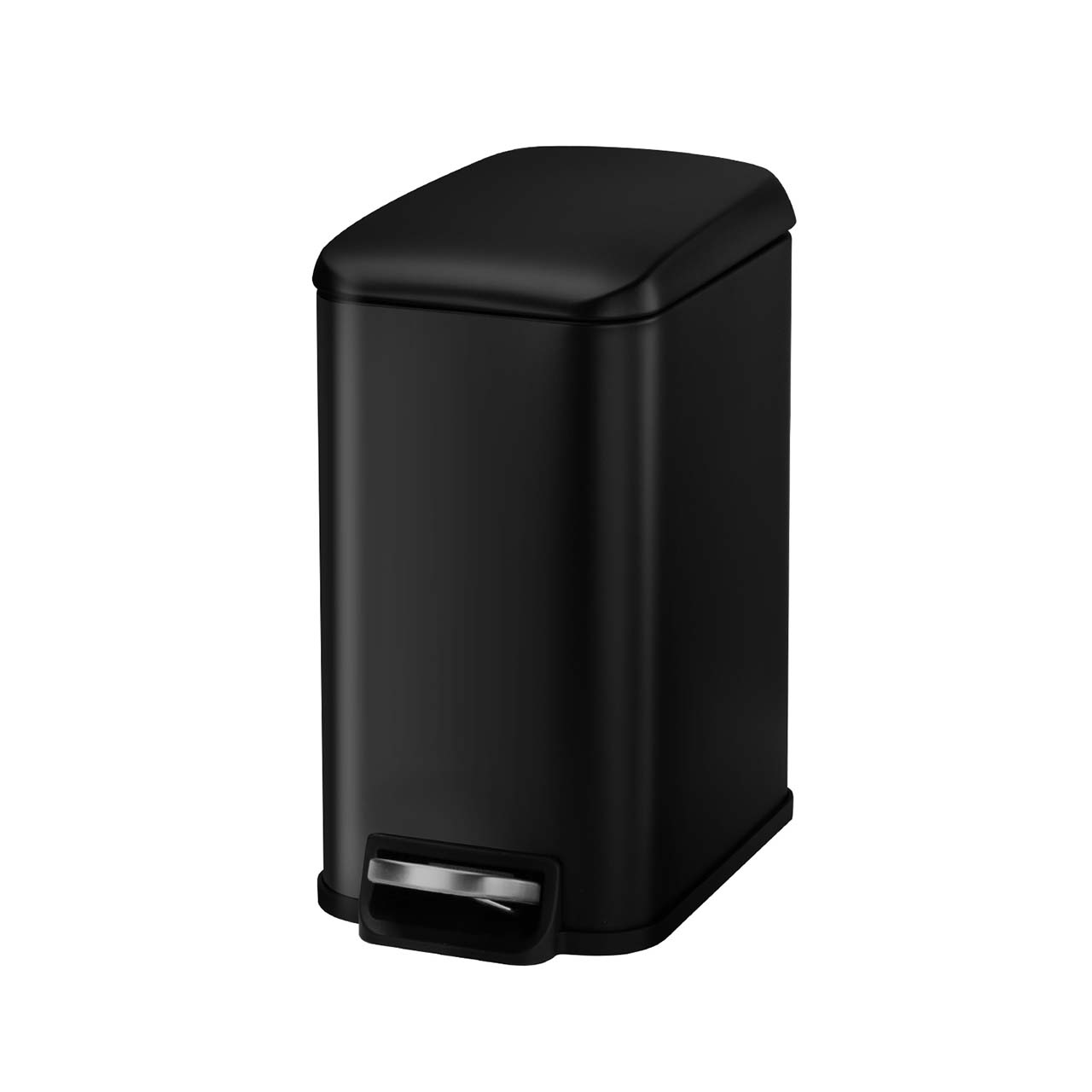 6L / 1.6 Gal. Slim Steel Step Trash Can with Soft-Close Lid, Removable Inner Bin and Stay-Open Function, Black RX-TB02-2BL