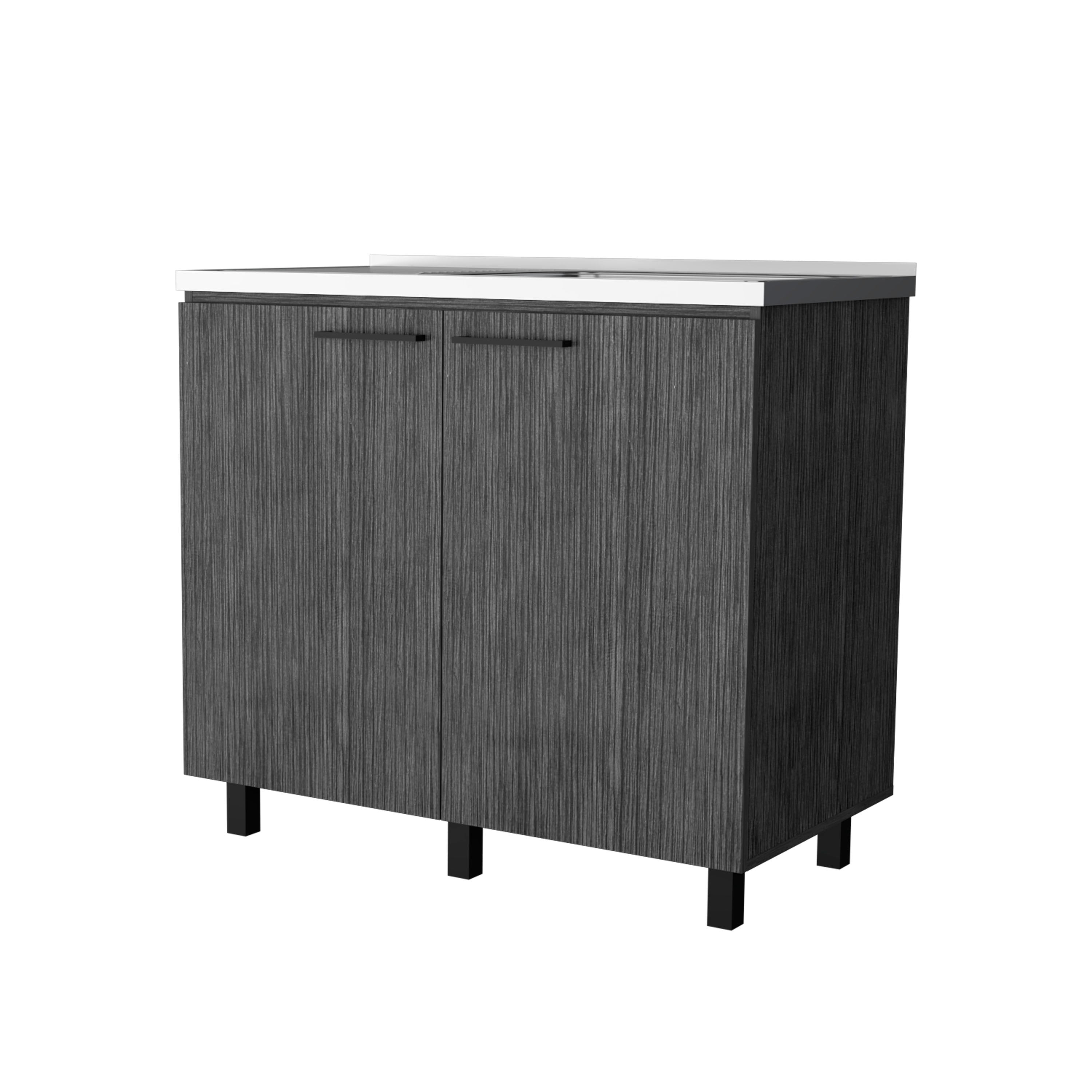 Rainlex 39" Freestanding Utility Sink Cabinet with Double Stainless Steel Basins, Soft-Close Doors