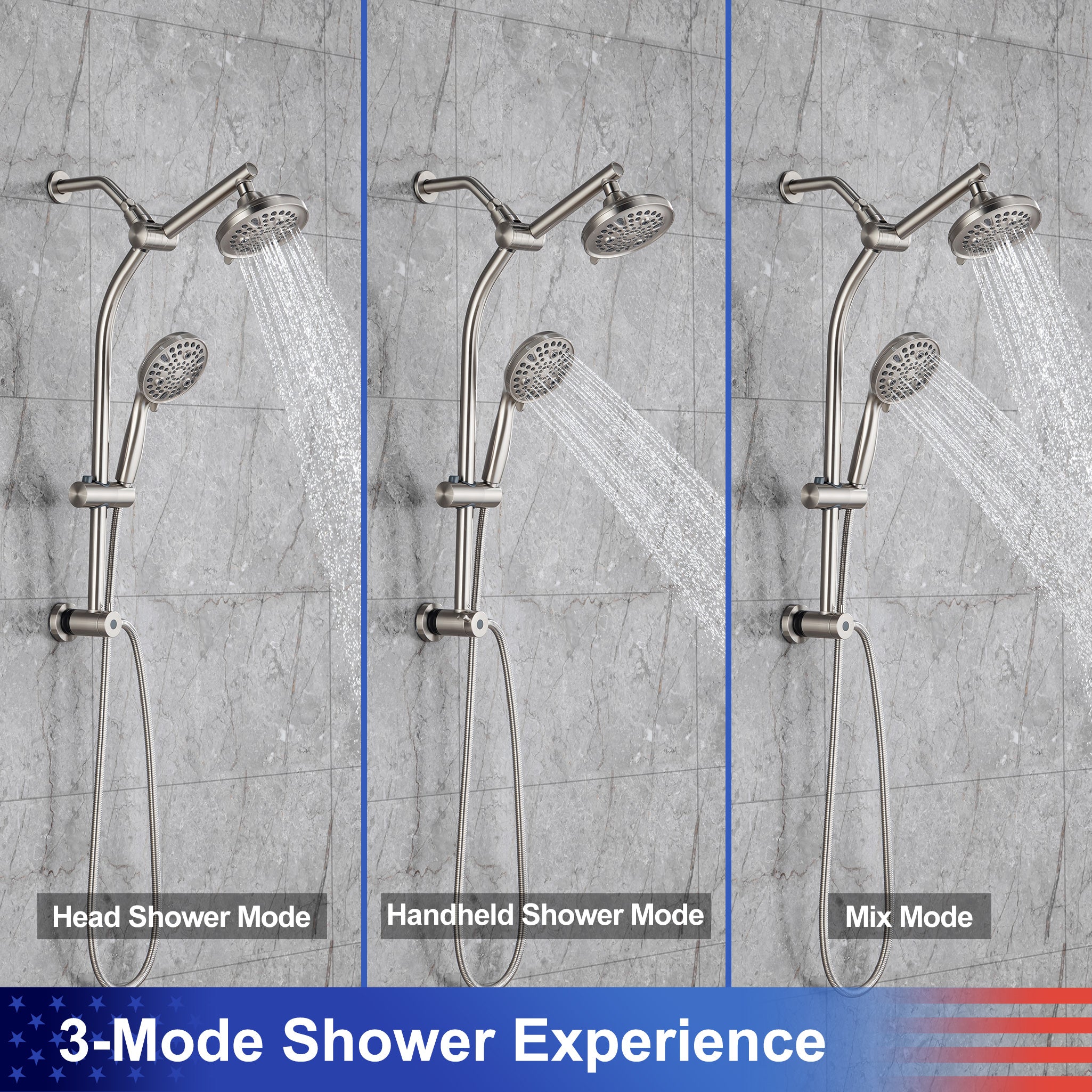 Système de douche avec pomme de douche à effet pluie et douche à main RX2007