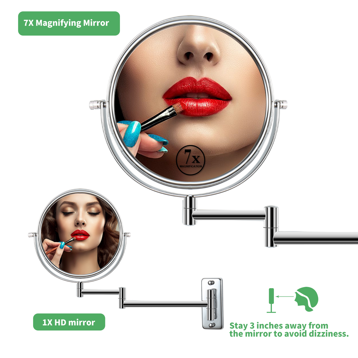 RAINLEX 8 in. Wall-Mount Makeup Vanity Mirror