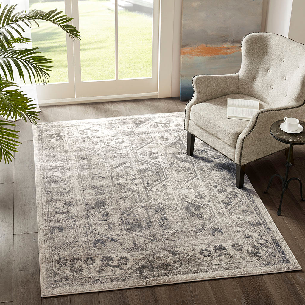 Rainlex Tiled Border Non-Shedding Area Rug