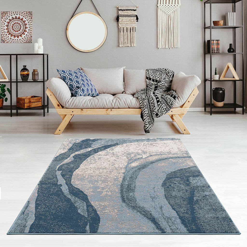 Rainlex Abstract Wave Non-Shedding Area Rug