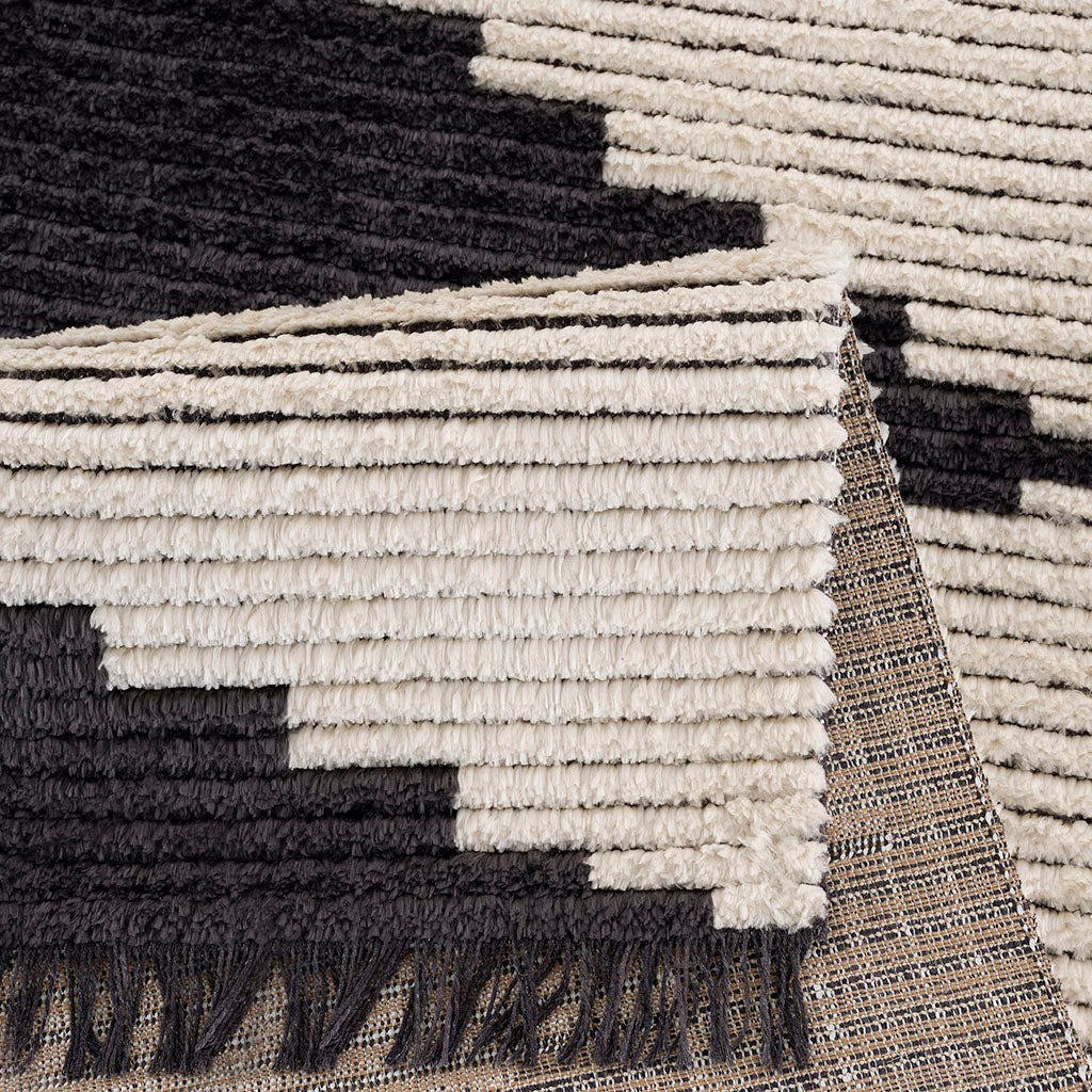 RAINLEX Modern Non-Shedding Area Rug in Black & Ivory