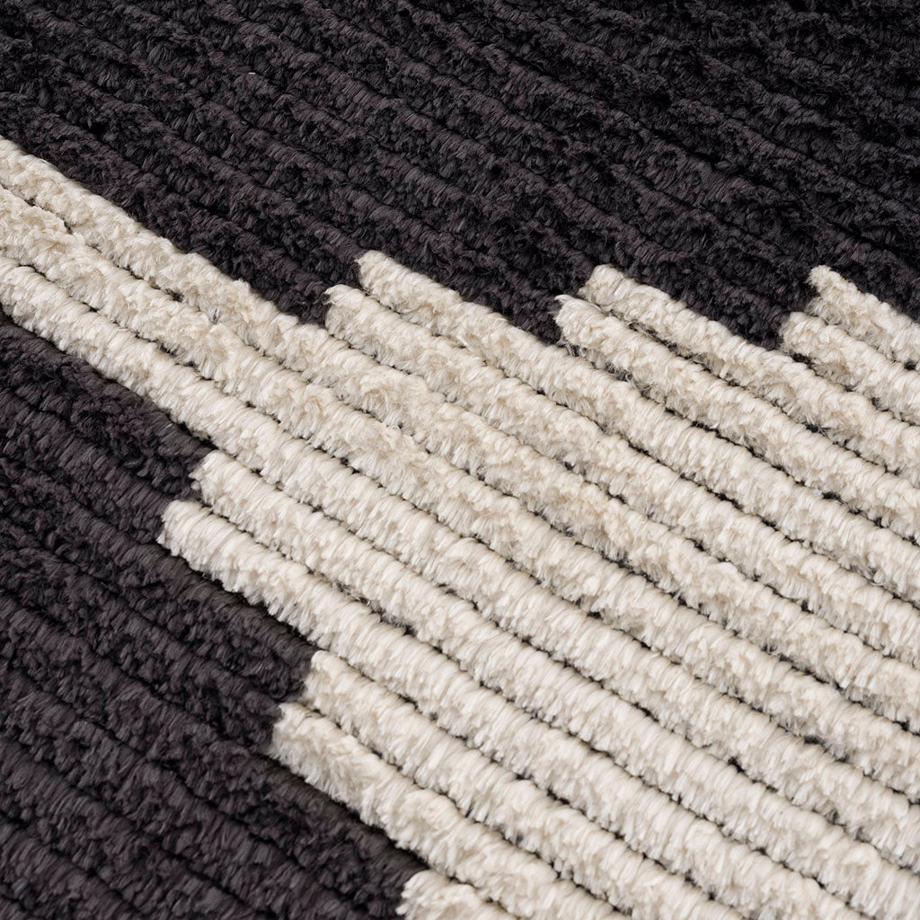 RAINLEX Modern Non-Shedding Area Rug in Black & Ivory
