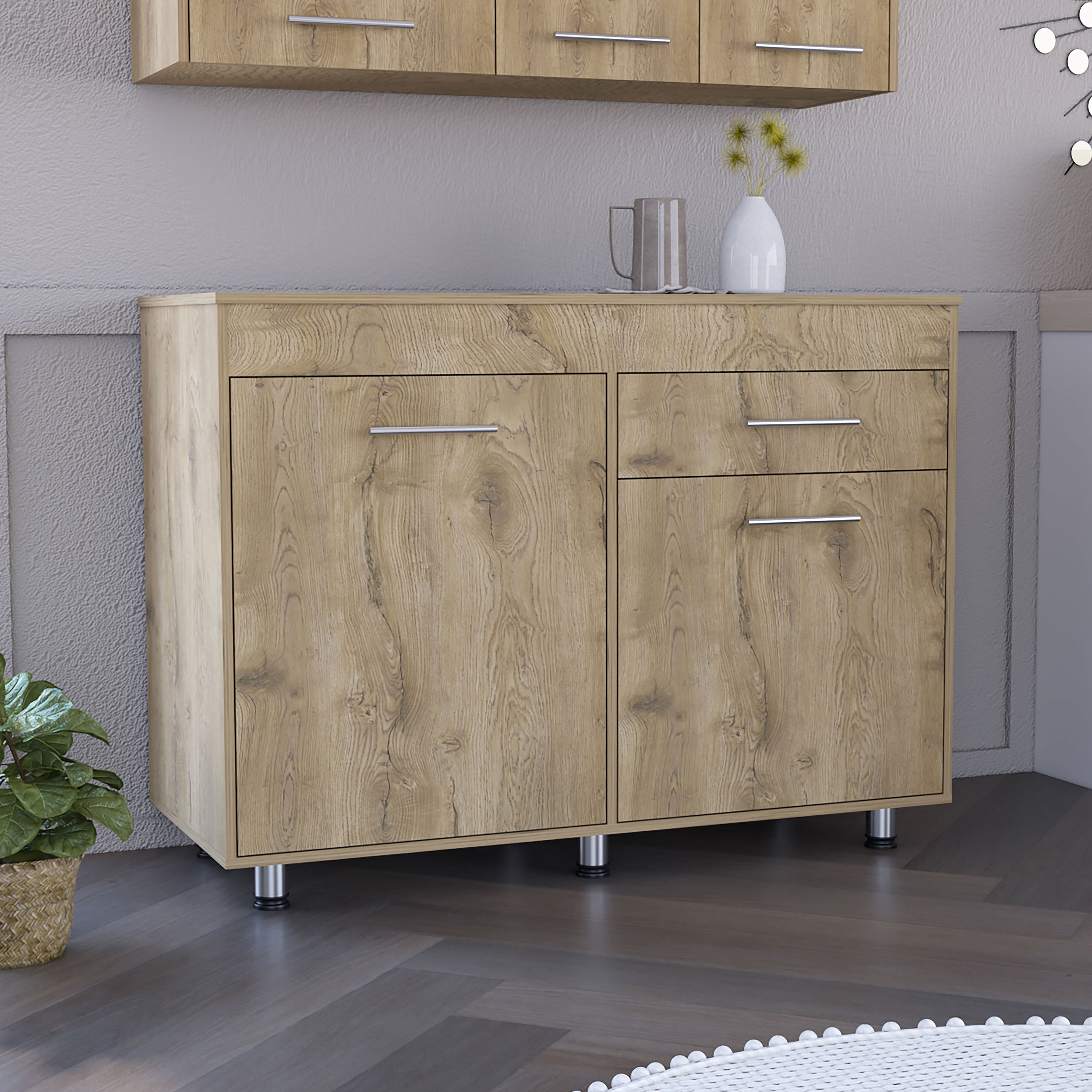 Rainlex 47" Freestanding Utility Sink Cabinet with Drawer, White/Aged Oak