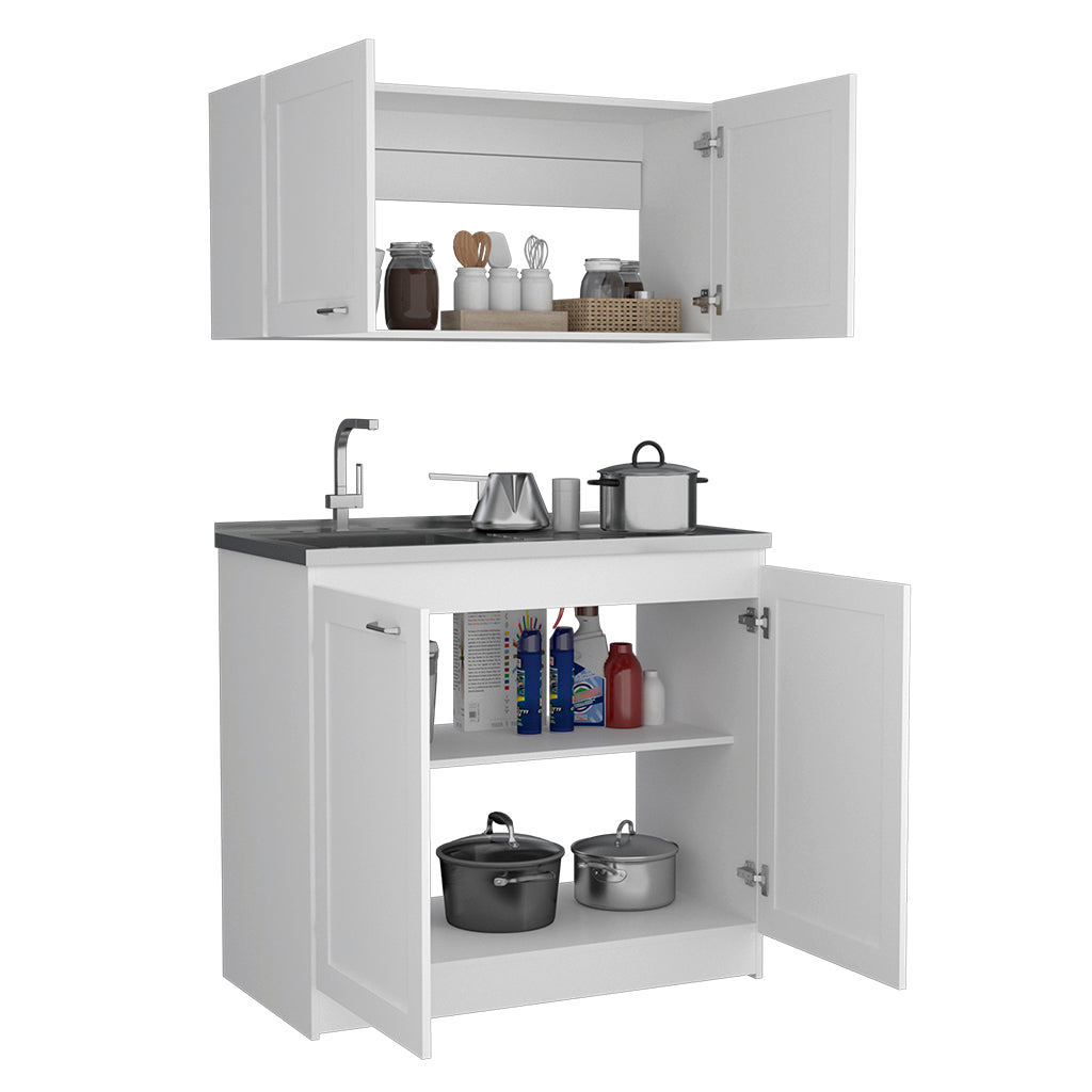 Rainlex 39" Freestanding Utility Sink Cabinet with Double Stainless Steel Basins, Soft-Close Doors