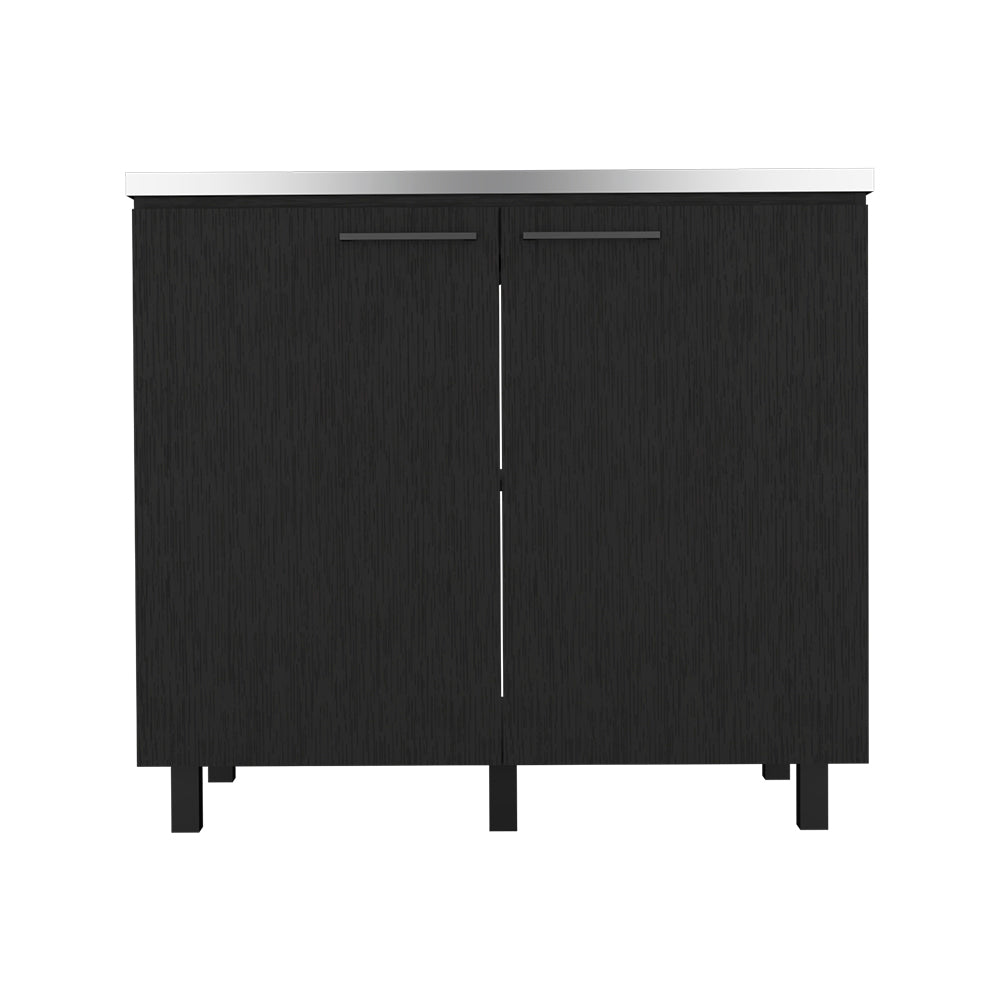 Rainlex Freestanding Utility Sink Cabinet with Double Doors & Shelves, Black