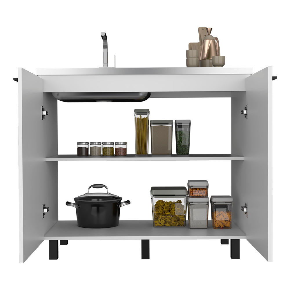 RAINLEX 39" Freestanding Utility Sink Cabinet with Double Basins & Soft-Close Doors (US05)