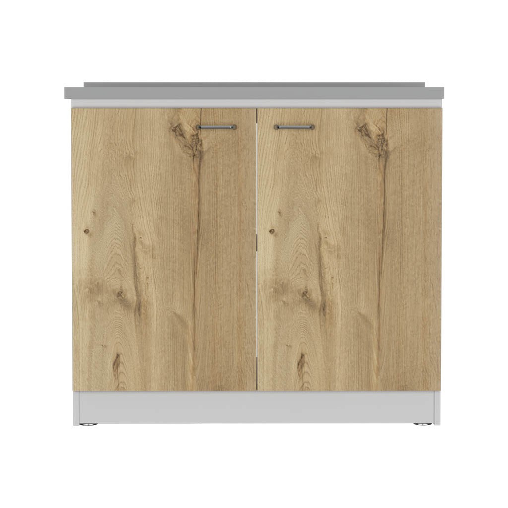 Rainlex Napoles 39" Utility Sink Cabinet with Stainless Steel Basin, White & Light Oak