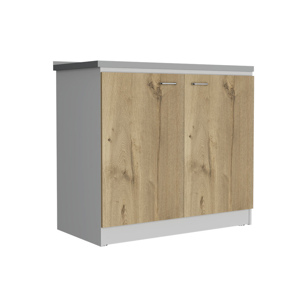 Rainlex Napoles 39" Utility Sink Cabinet with Stainless Steel Basin, White & Light Oak
