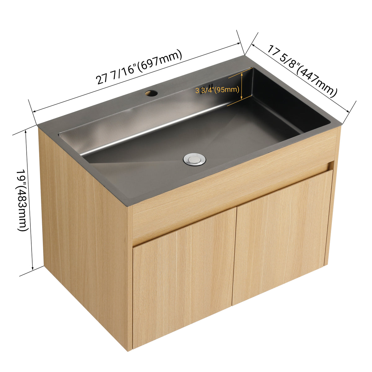 RAINLEX 39" Freestanding Utility Sink with Pull-Out Faucet in Stainless Steel