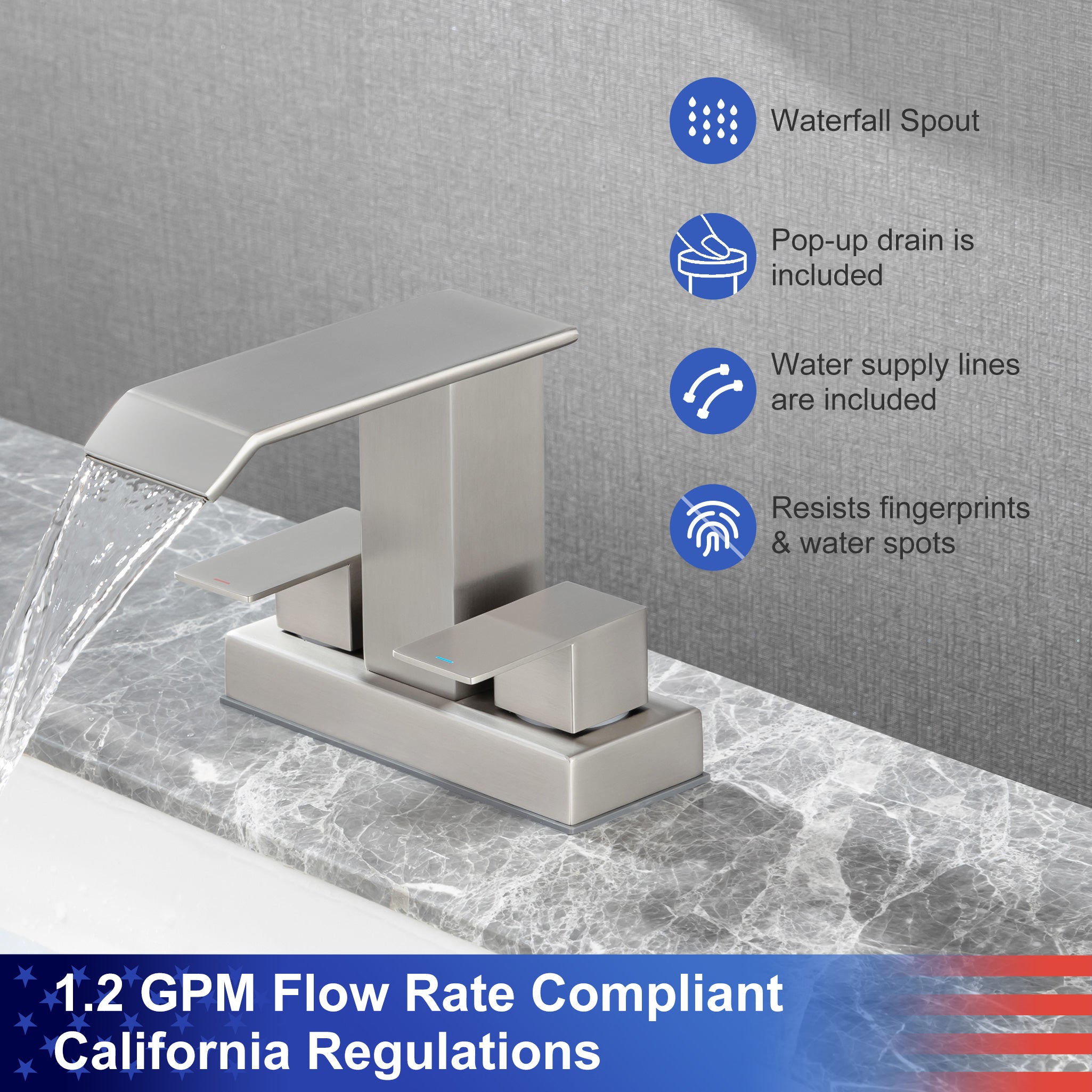 2-Handle Centerset Bathroom Faucet with Drain Assembly (S3017)