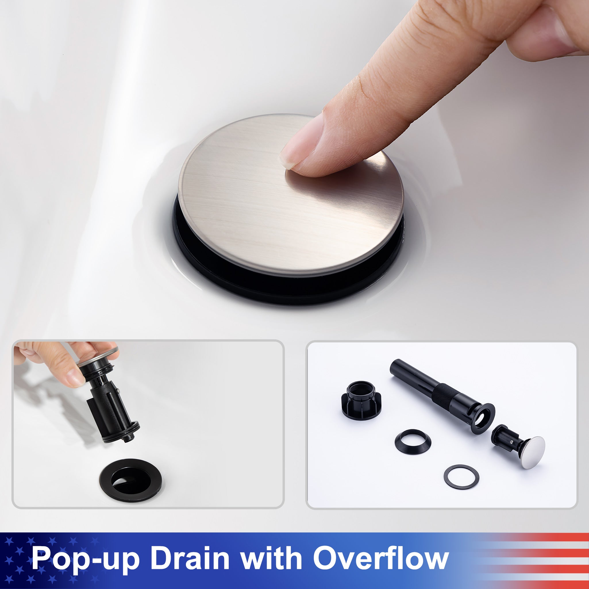 2-Handle Centerset Bathroom Faucet with Drain Assembly (S3017)