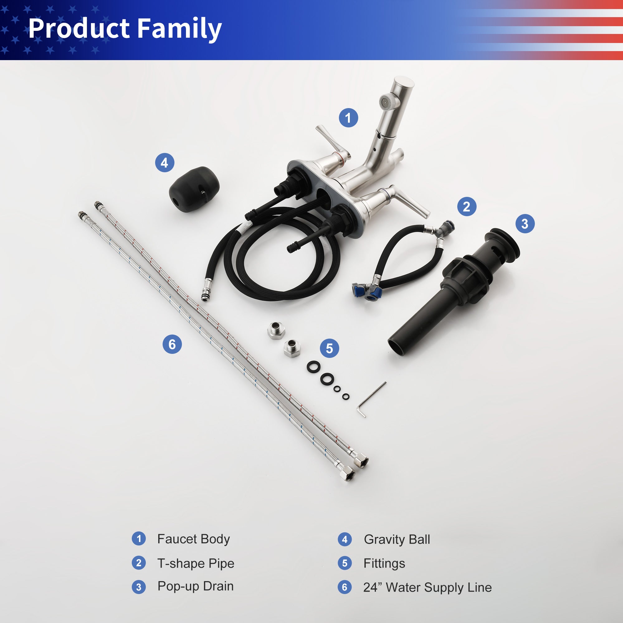 2-Handle Centerset Pull-Out Bathroom Faucet