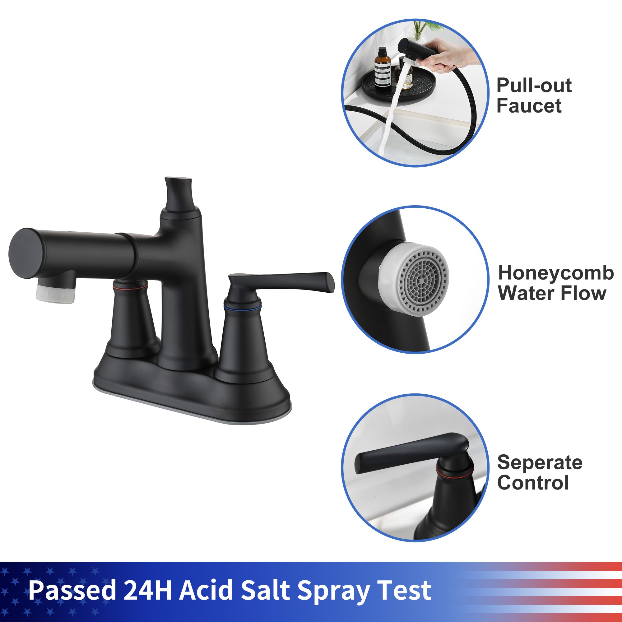 2-Handle Centerset Pull-Out Bathroom Faucet
