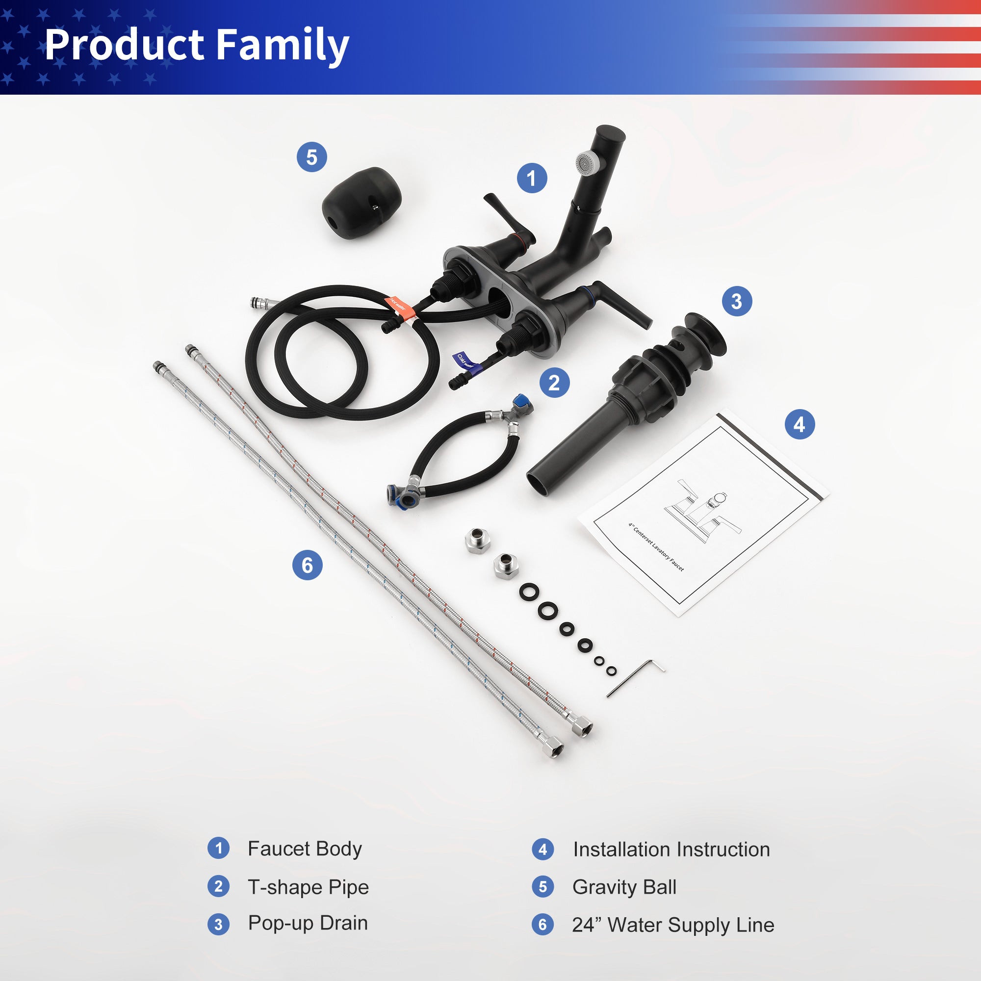 2-Handle Centerset Pull-Out Bathroom Faucet