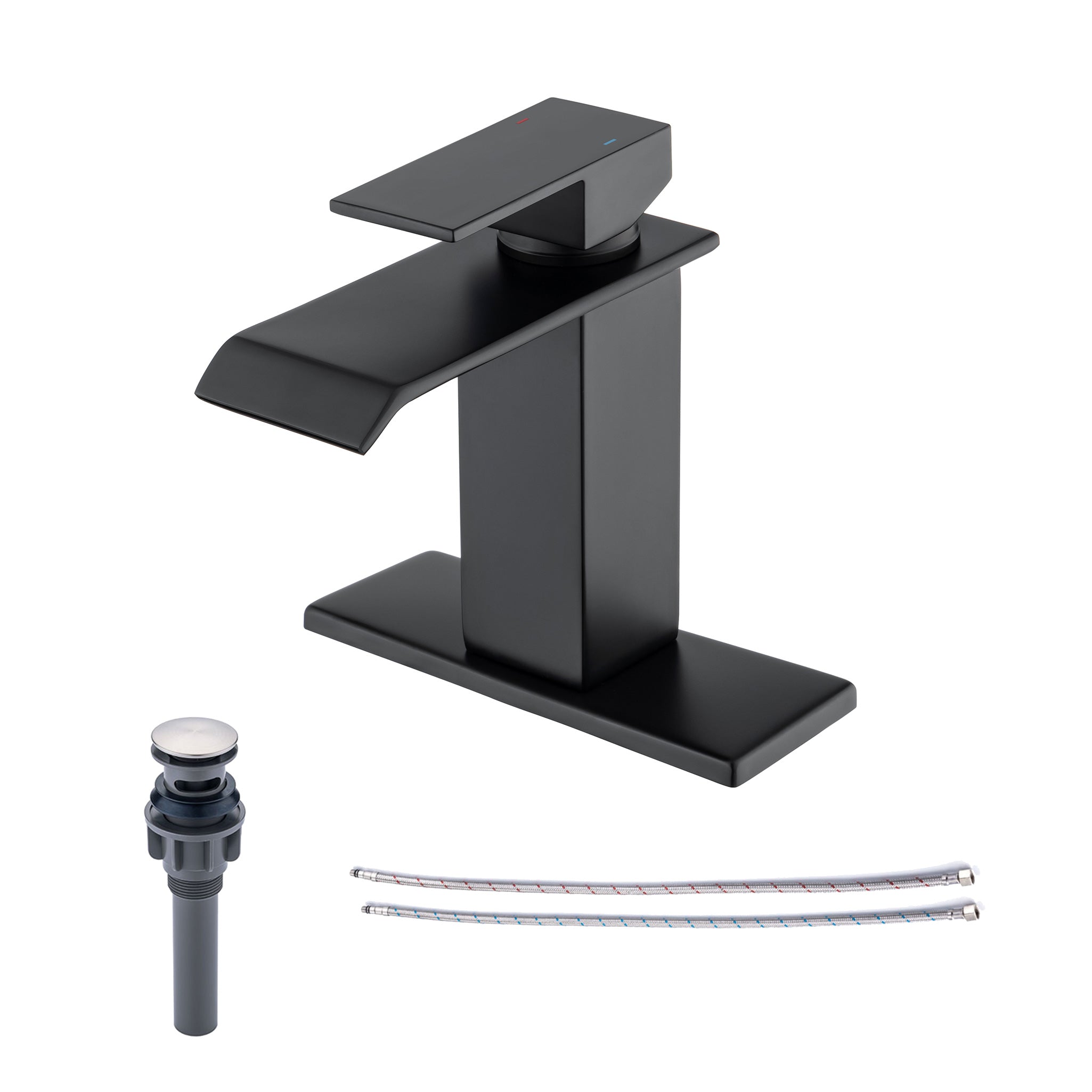 Single-Handle Single-Hole Bathroom Faucet with Drain Assembly