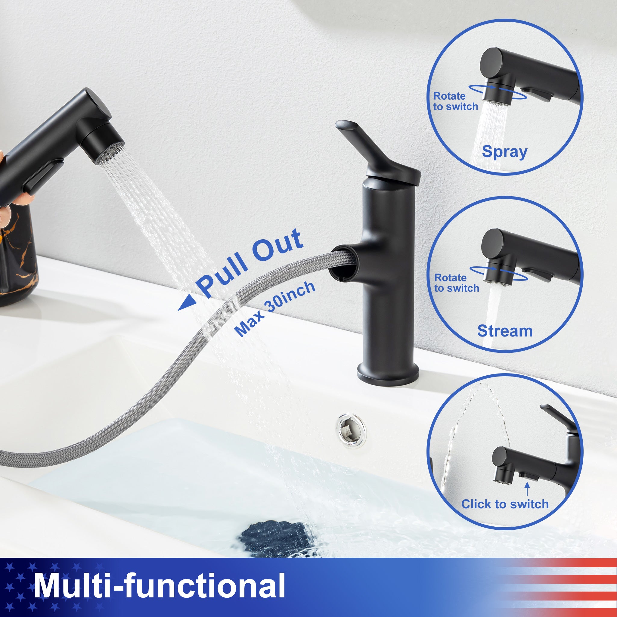 Single-Handle Pull-Out Bathroom Faucet (S5201)