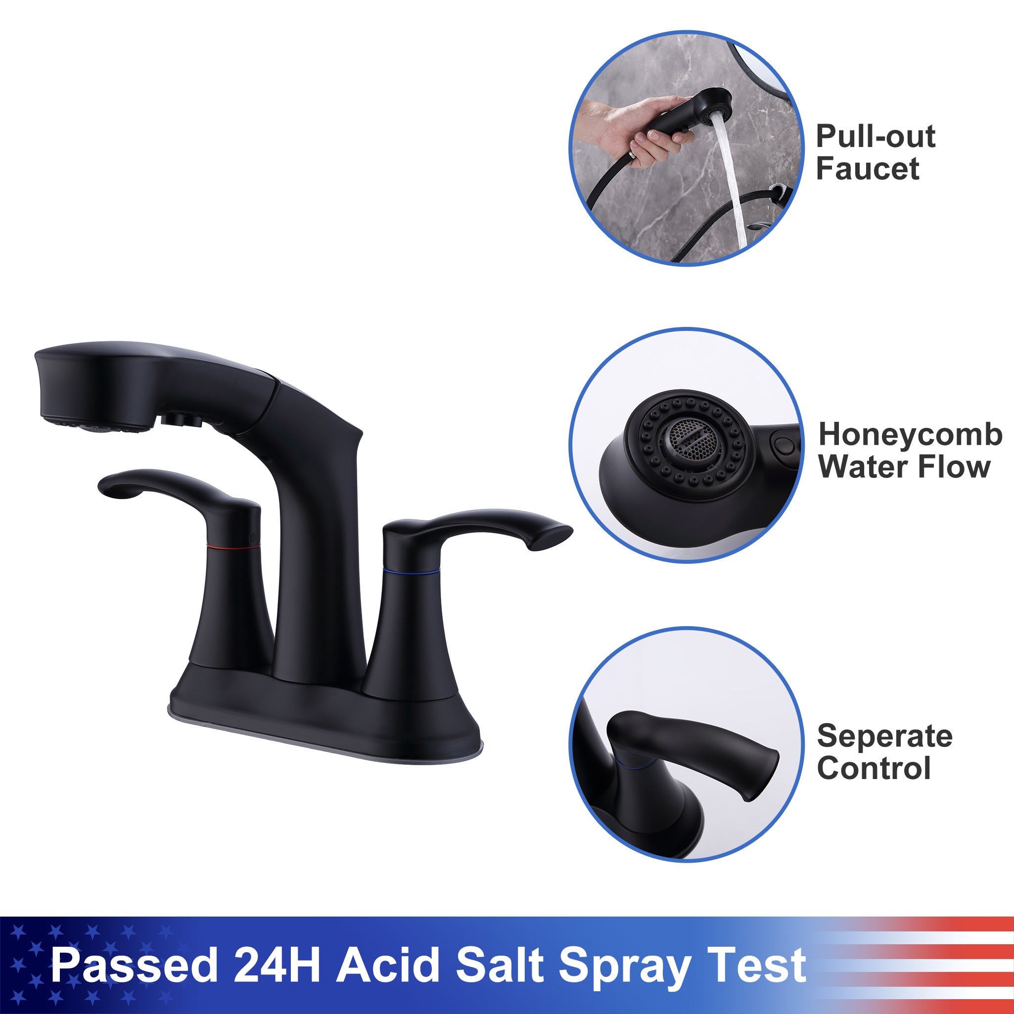 2-Handle Centerset Pull-Out Bathroom Faucet