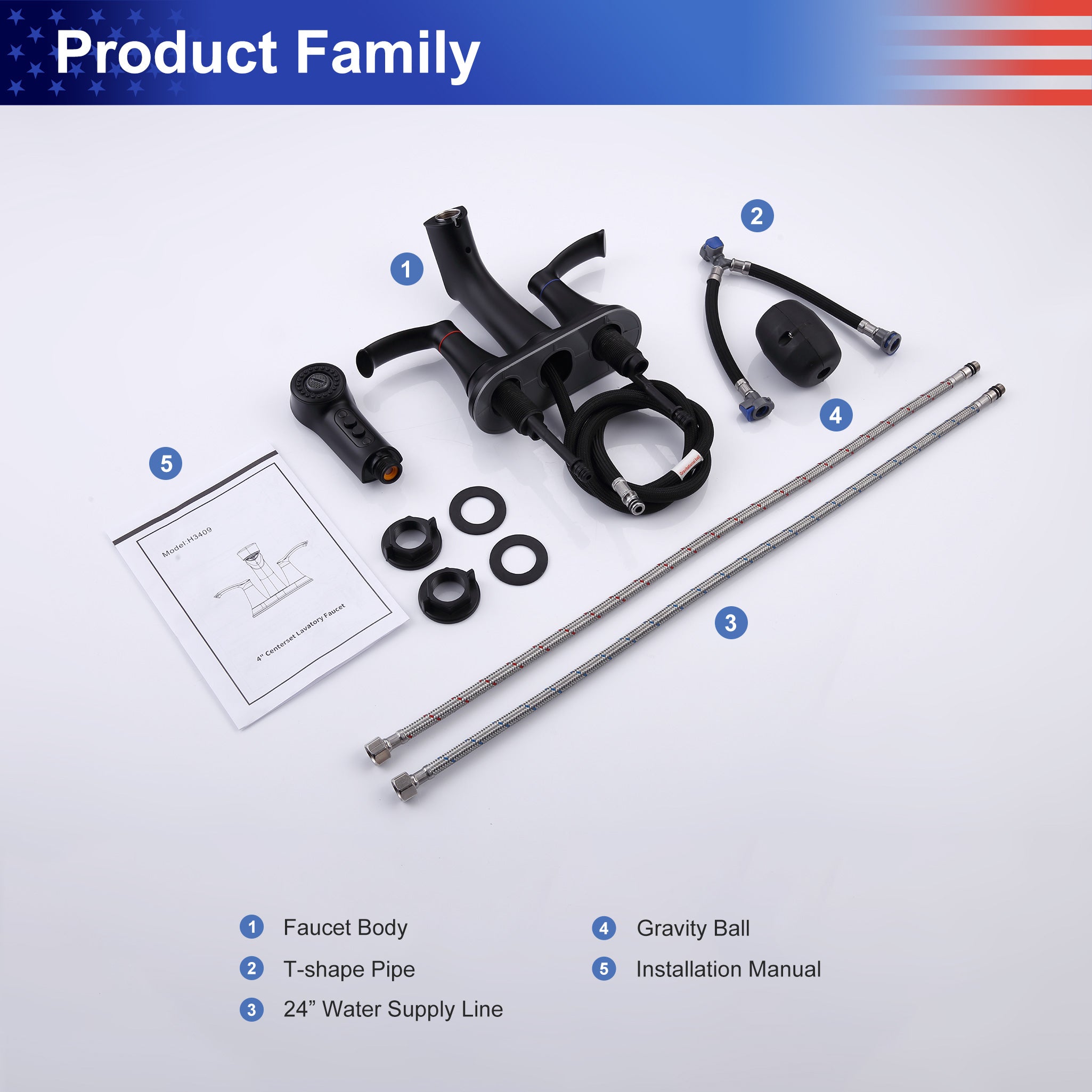 2-Handle Centerset Pull-Out Bathroom Faucet