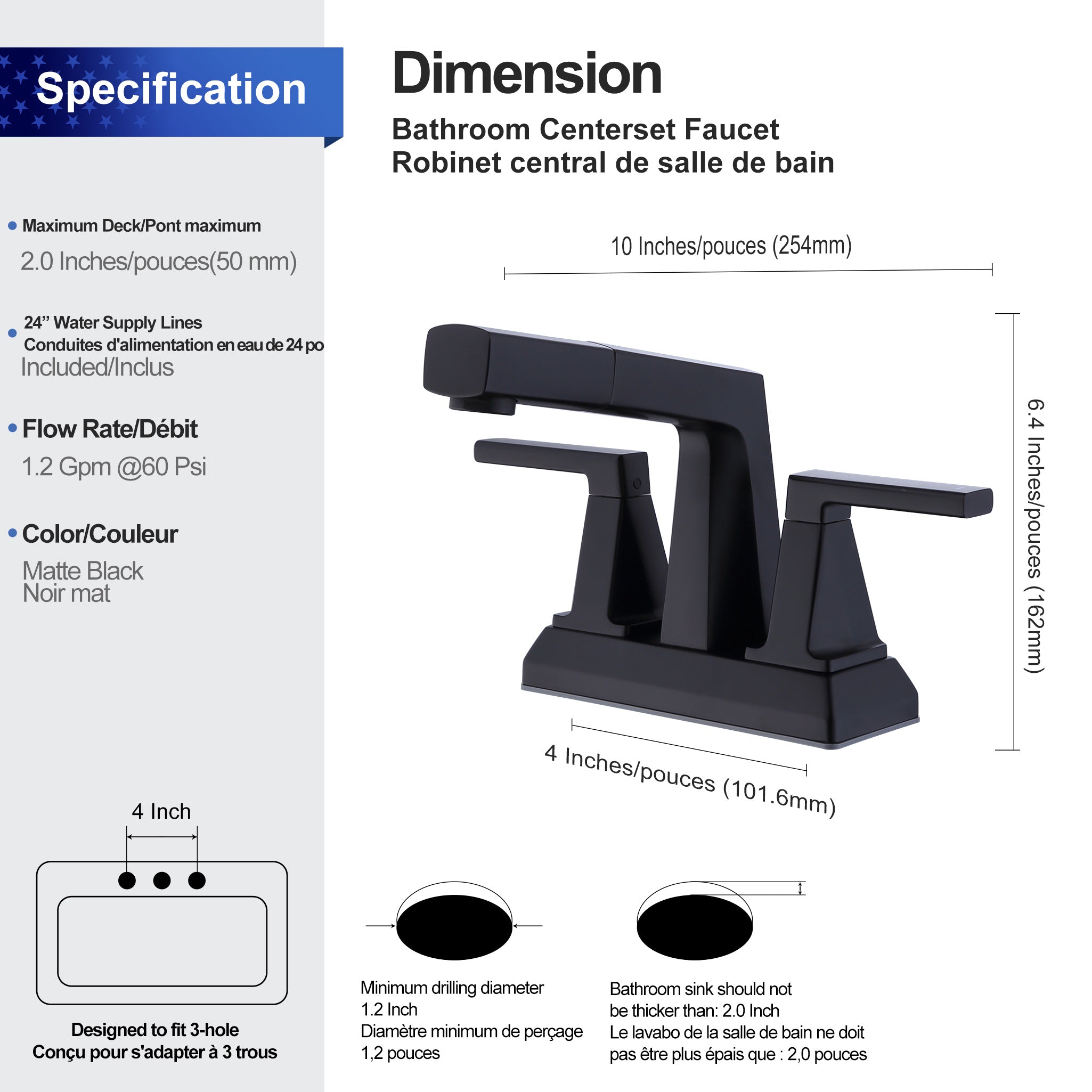 2-Handle Centerset Bathroom Faucet