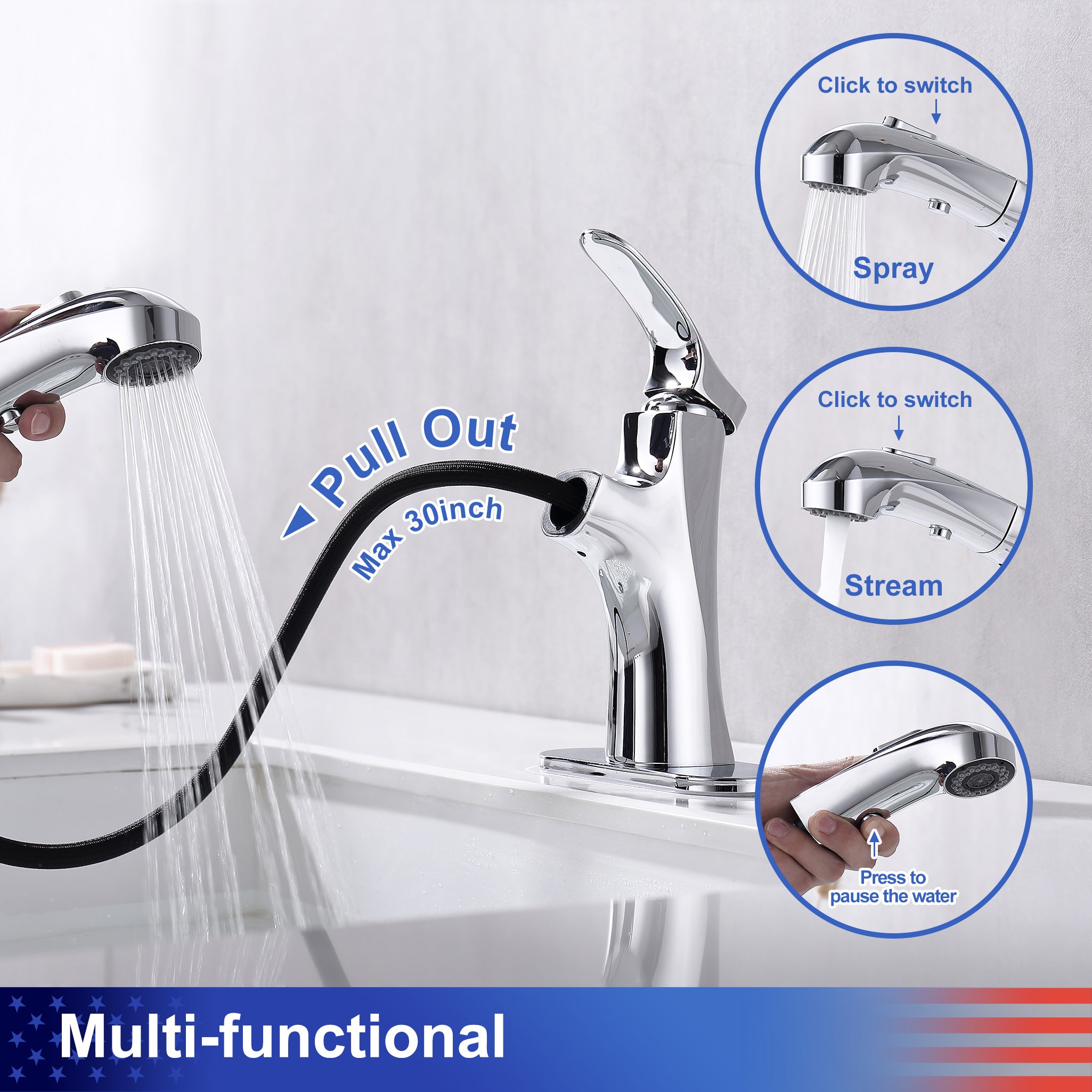 Single-Handle Pull-Out Bathroom Faucet (S5701)