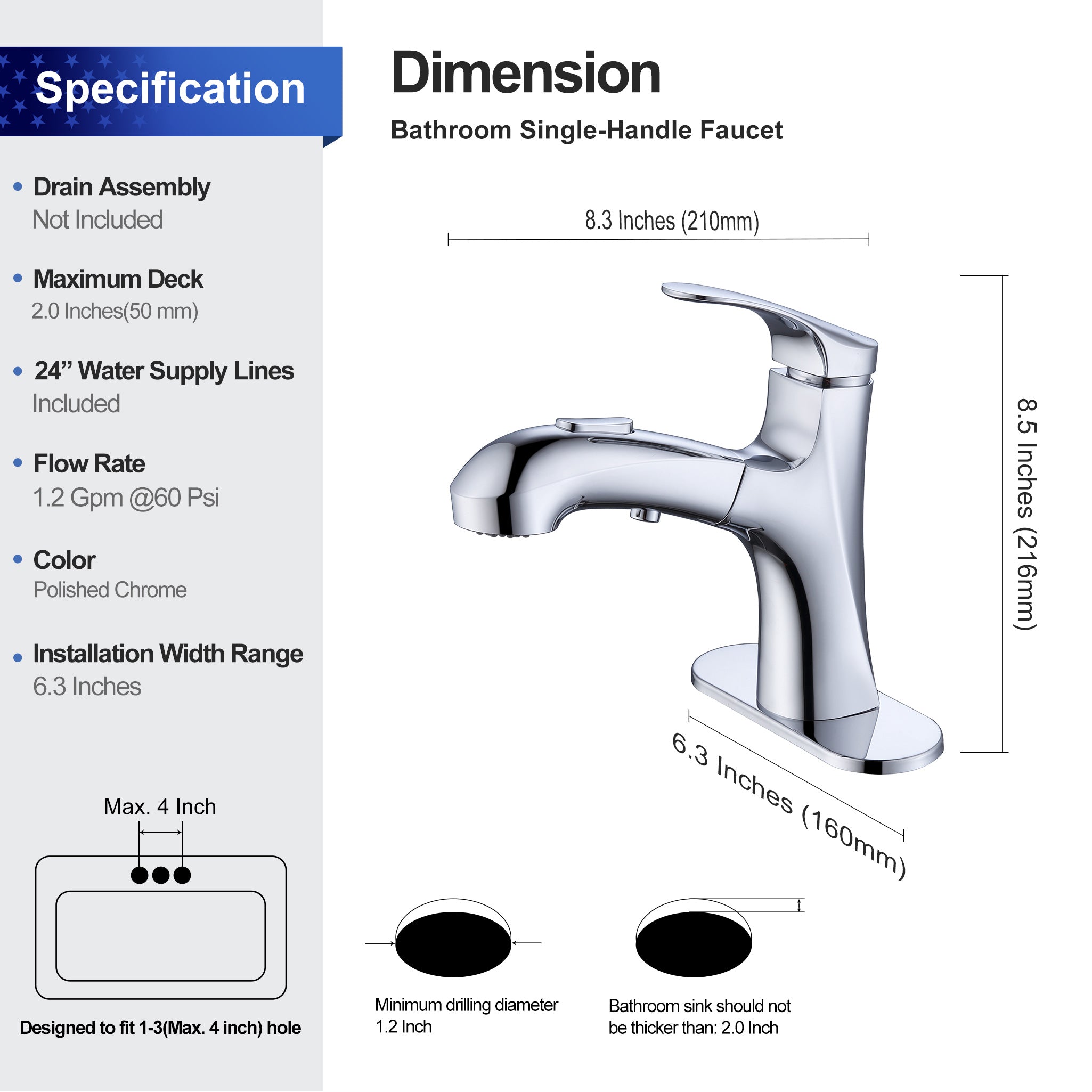 Single-Handle Pull-Out Bathroom Faucet (S5701)