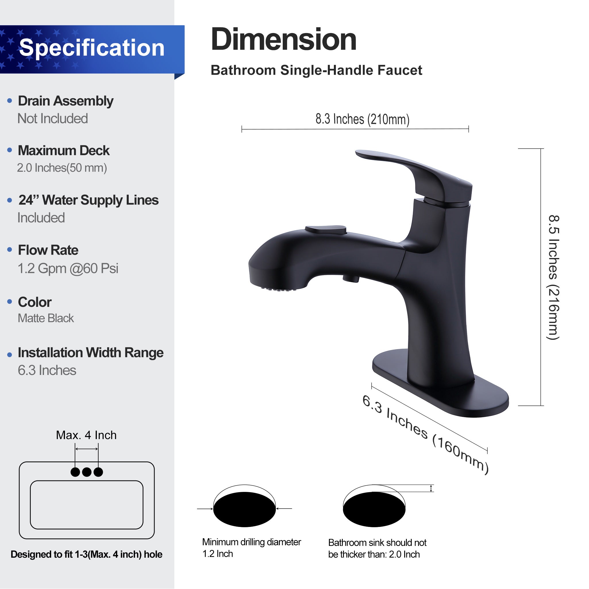 Single-Handle Pull-Out Bathroom Faucet (S5701)