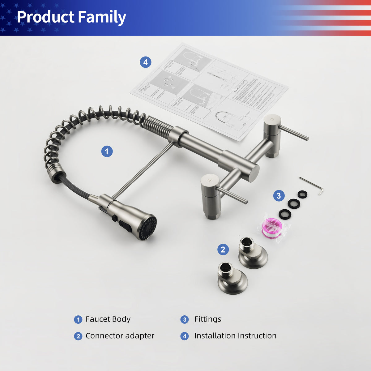 Single-Handle Pull-Down Kitchen Faucet (S6019)