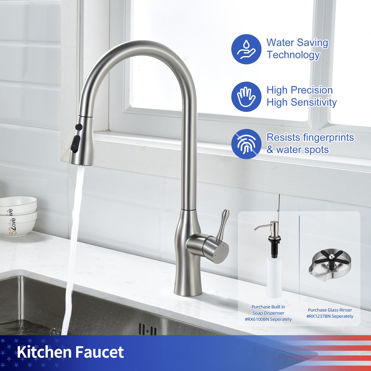 RAINLEX Single-Handle Pull-Down Kitchen Faucet (S6020)