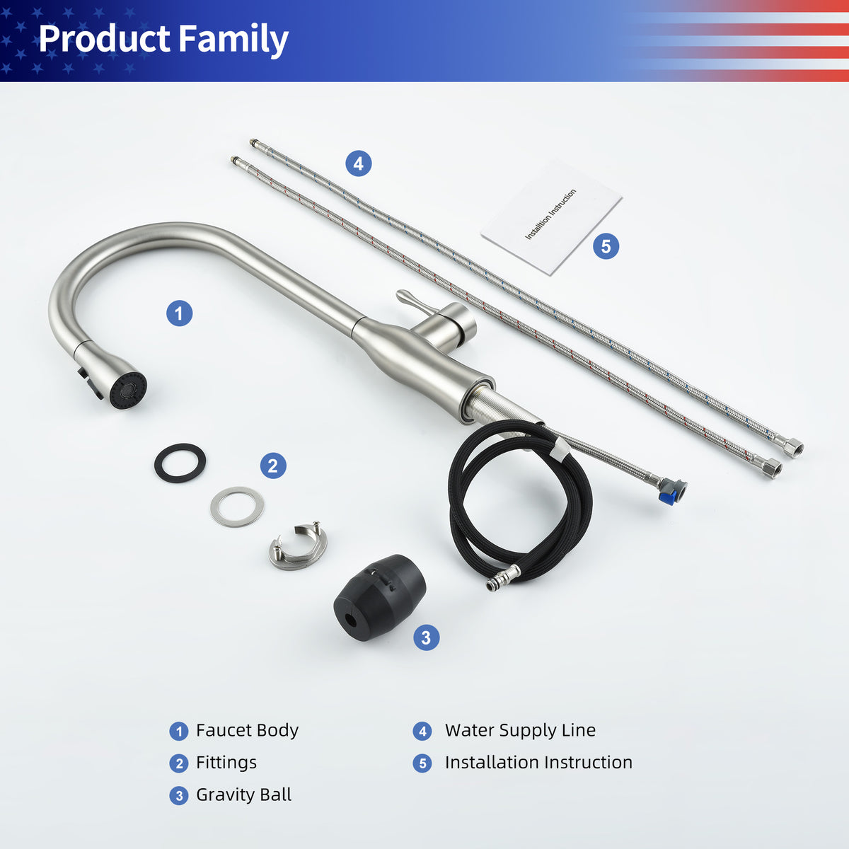 RAINLEX Single-Handle Pull-Down Kitchen Faucet (S6020)