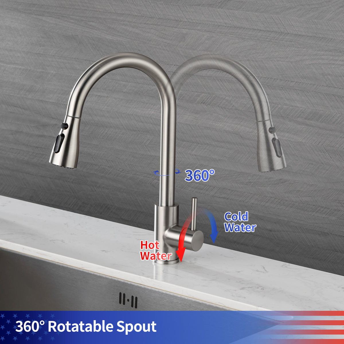 RAINLEX Single-Handle Pull-Down Kitchen Faucet (S6087)
