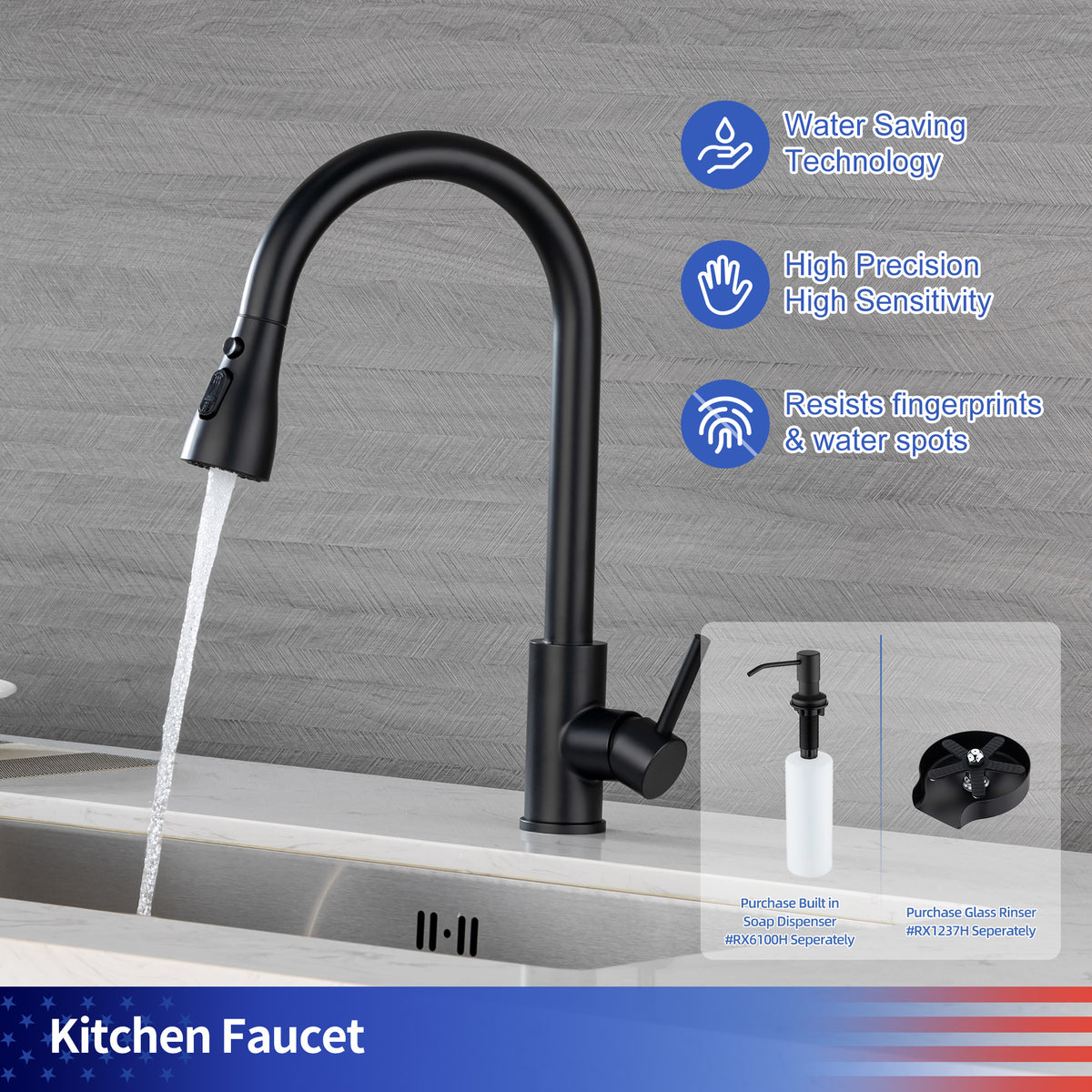 RAINLEX Single-Handle Pull-Down Kitchen Faucet (S6087)