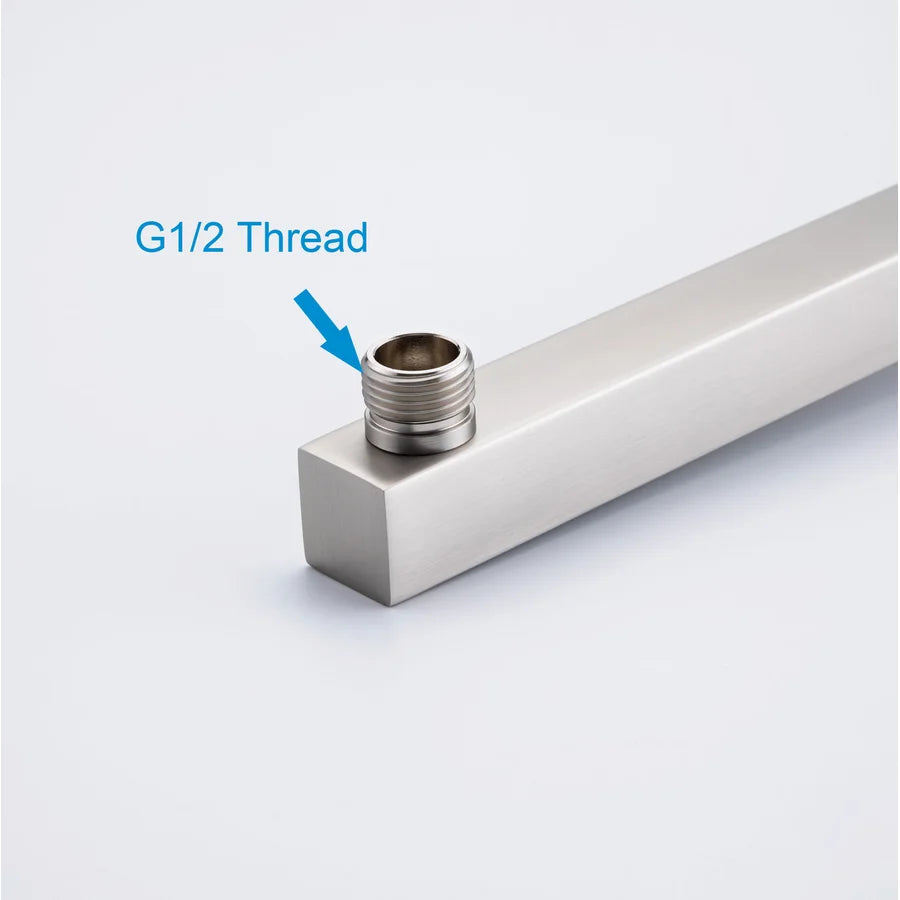 24" Square Extra-Long Wall-Mount Shower Arm with Flange