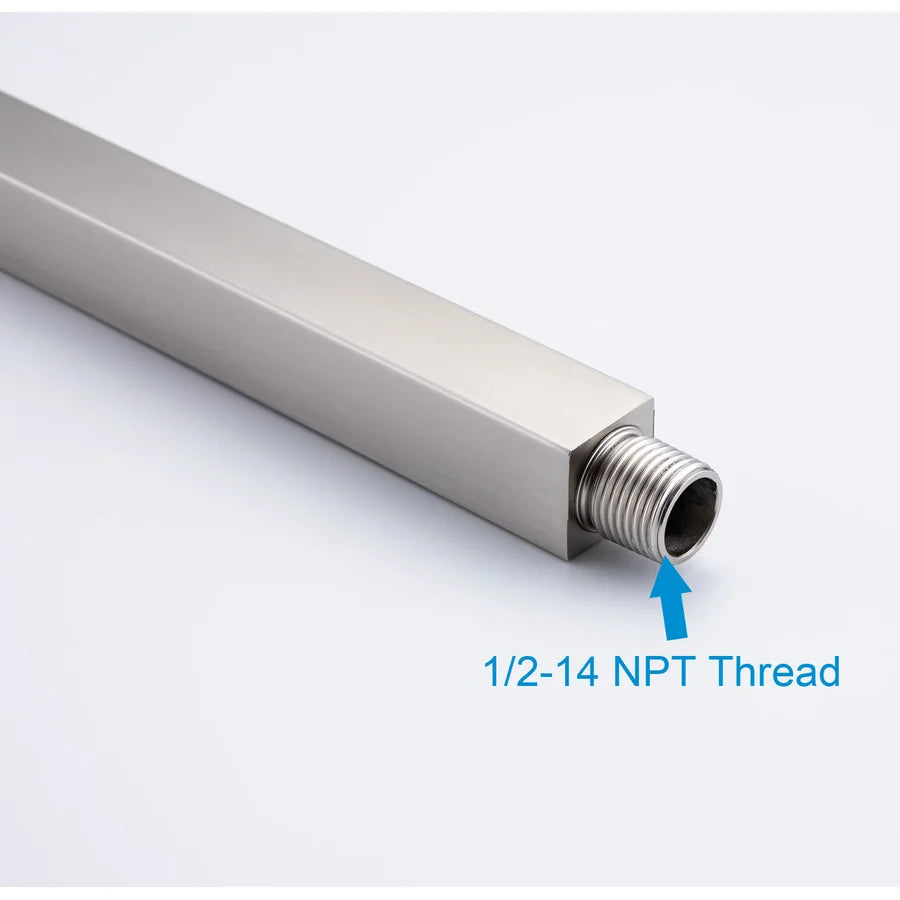 24" Square Extra-Long Wall-Mount Shower Arm with Flange