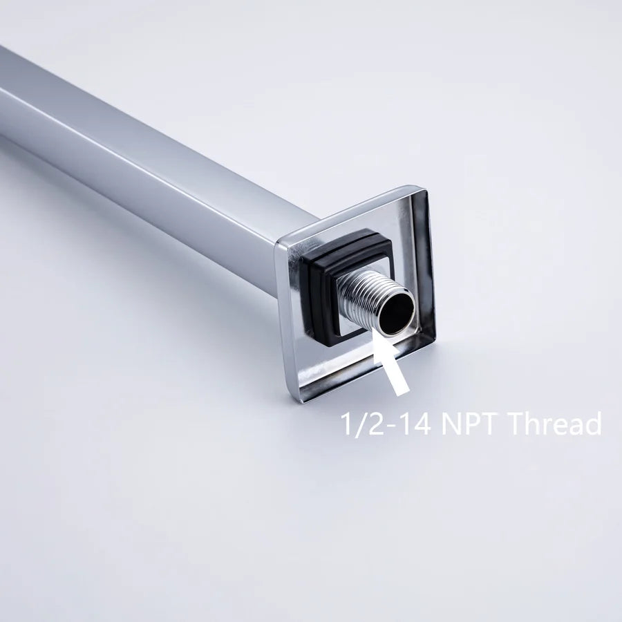 24" Square Extra-Long Wall-Mount Shower Arm with Flange