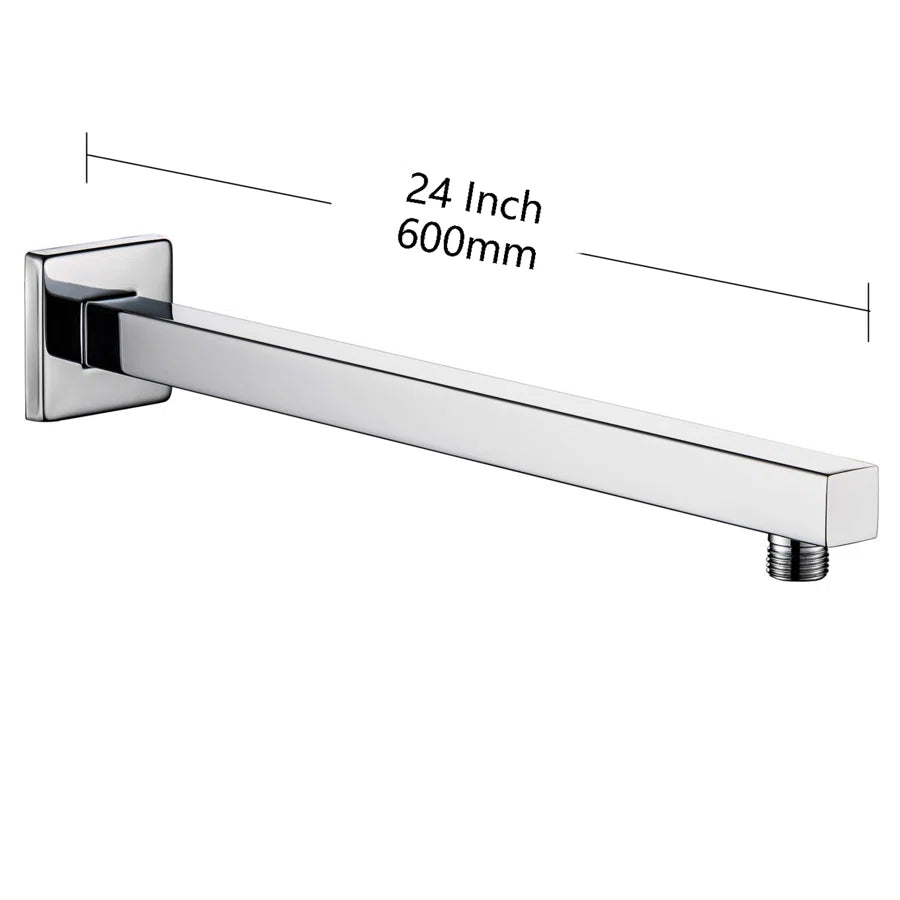 24" Square Extra-Long Wall-Mount Shower Arm with Flange