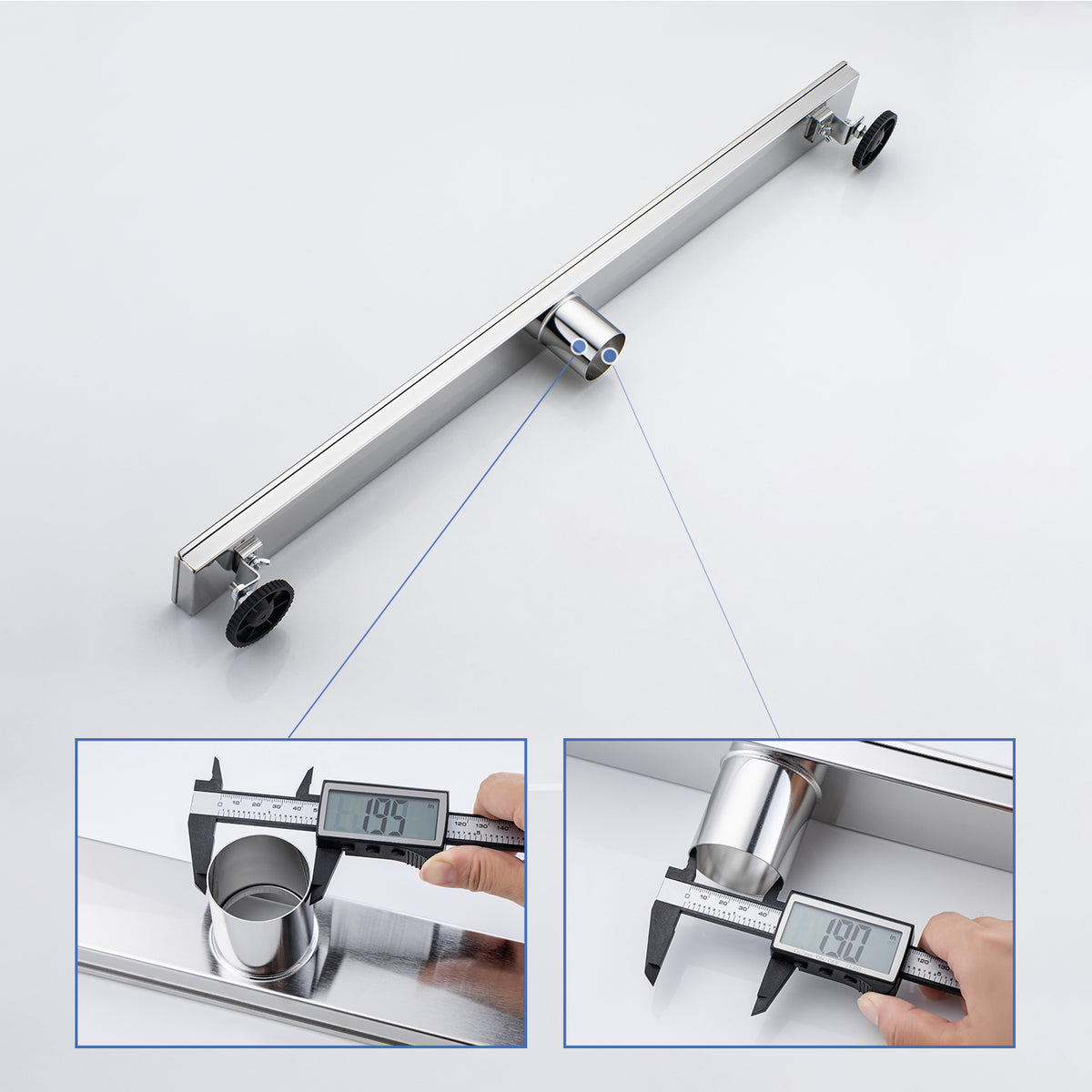 RAINLEX 32 in. Linear Grid Shower Drain in Brushed Nickel
