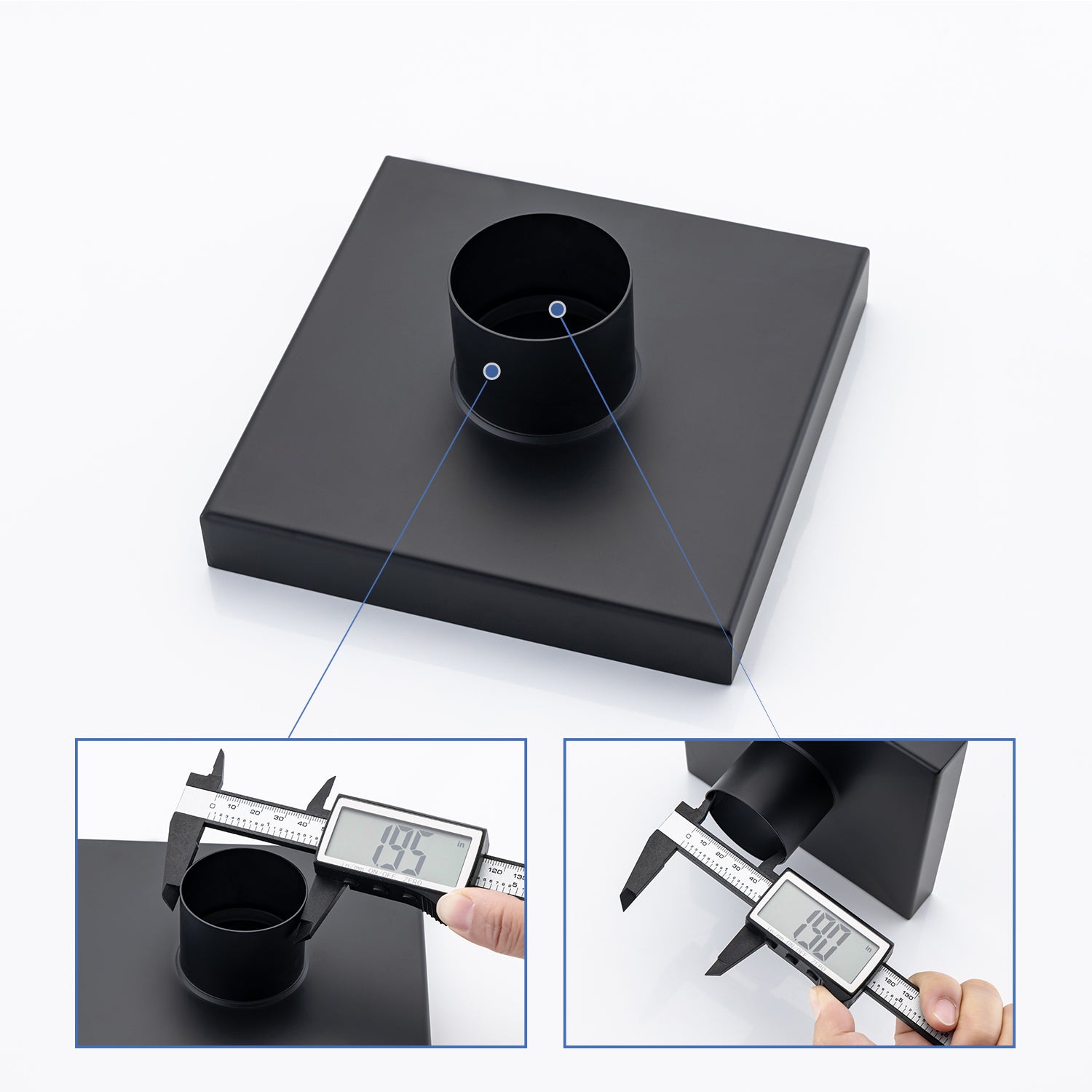 6" Square Grid Shower Drain, Matte Black