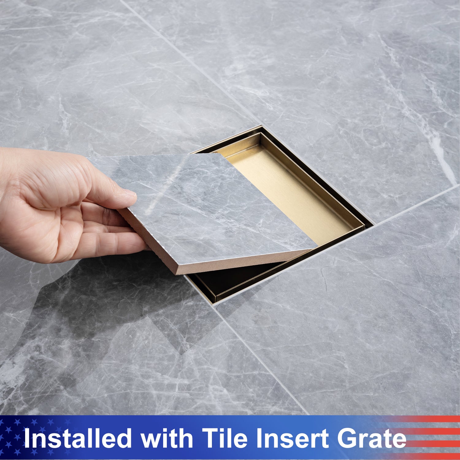 6" Square Grid Shower Drain, Matte Black