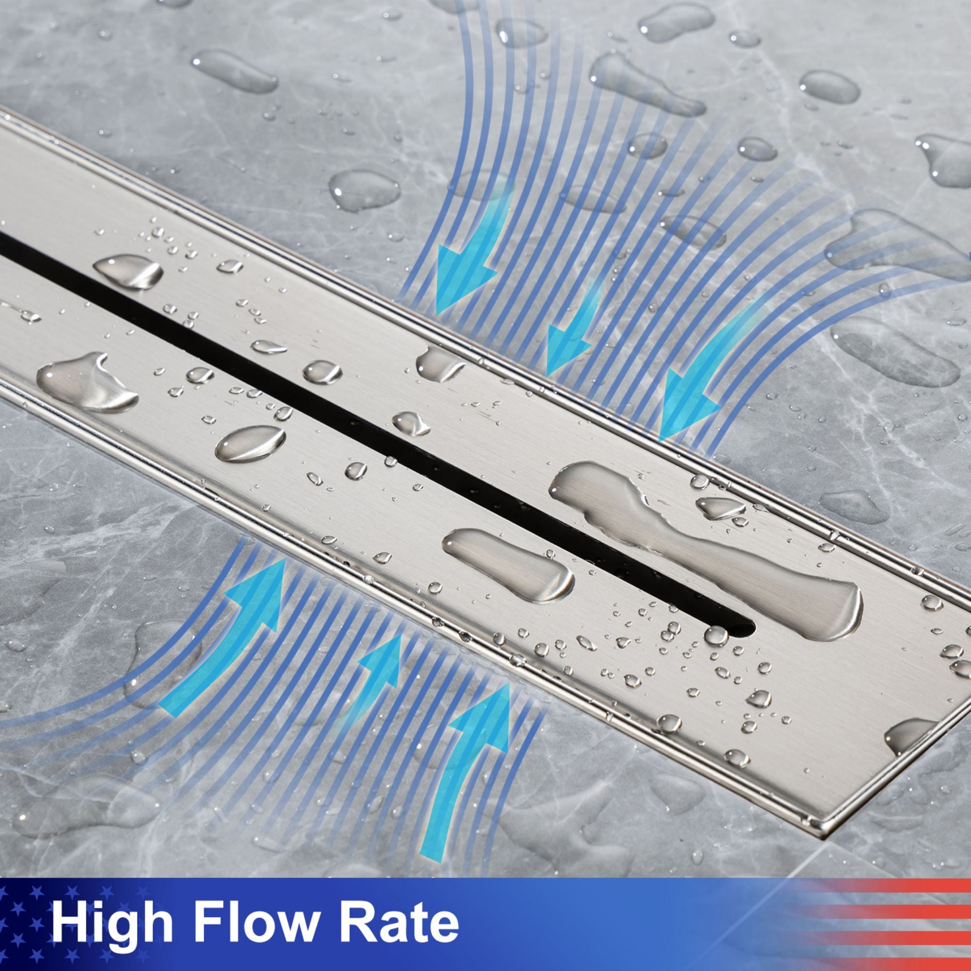 24" Linear Grid Shower Drain, Matte Black