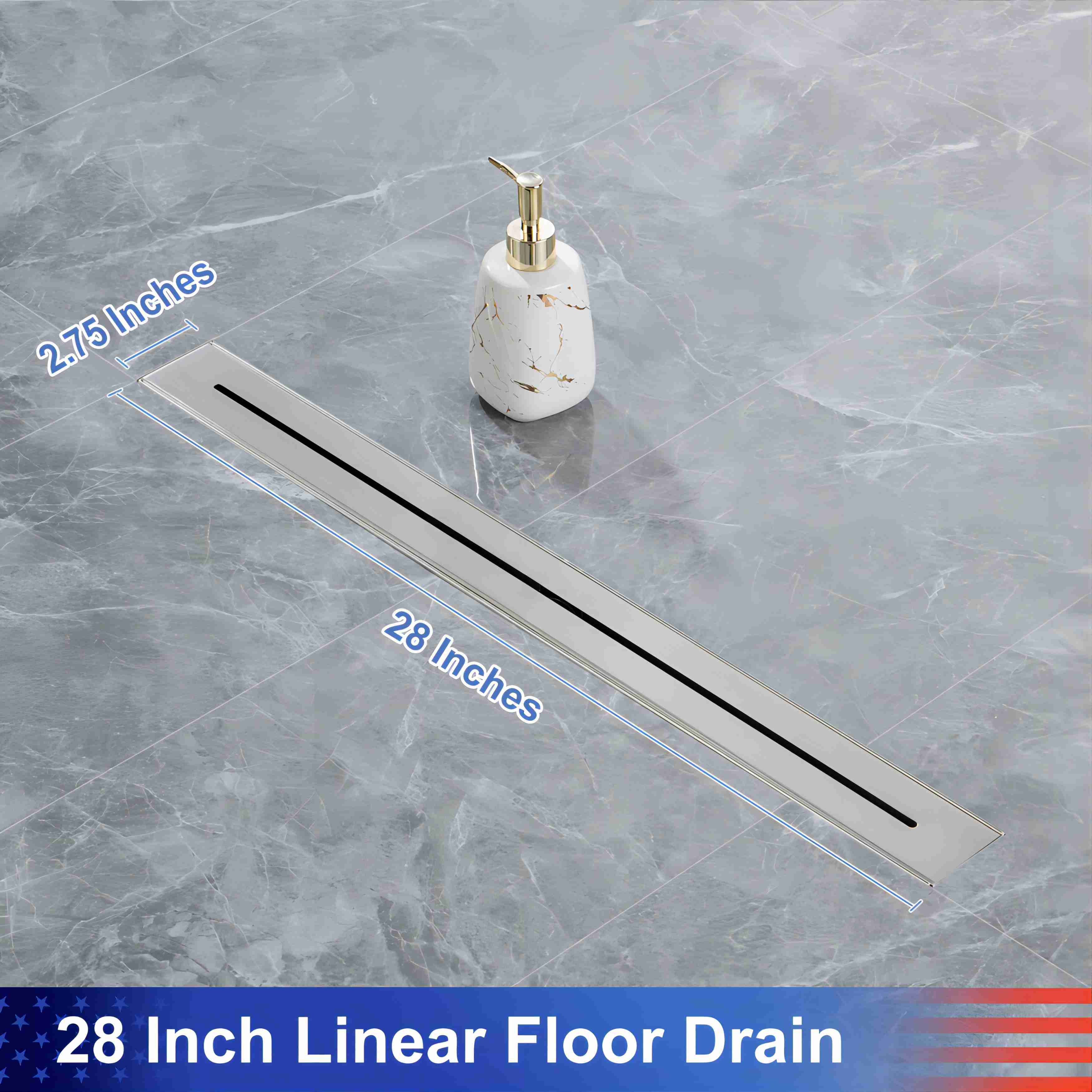 Drain de douche à grille linéaire de 28 po de largeur RX7006-28
