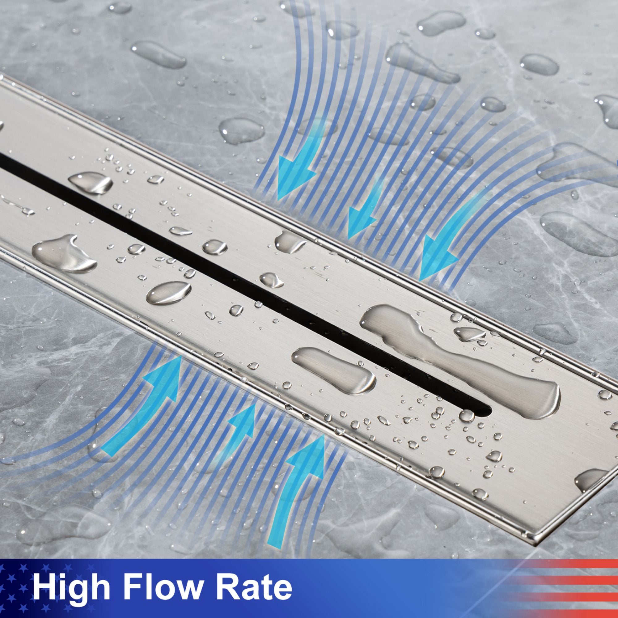28" Linear Grid Shower Drain, Matte Black