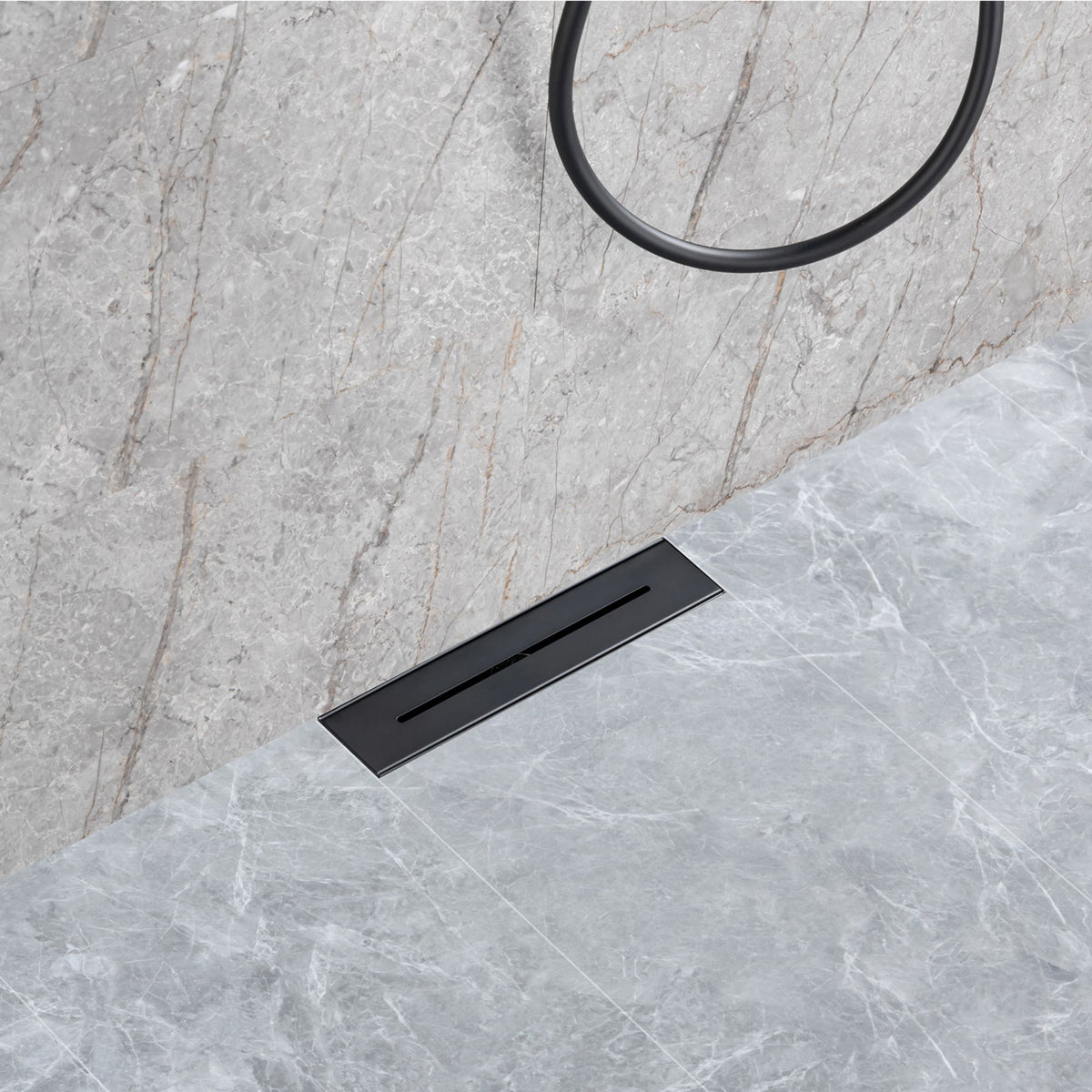 RAINLEX 12 in. Linear Grid Shower Drain in Matte Black