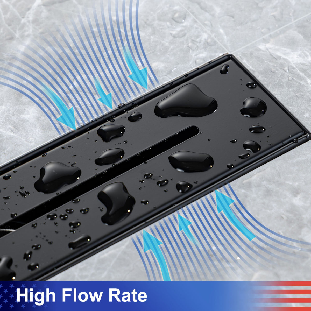 RAINLEX 12 in. Linear Grid Shower Drain in Matte Black