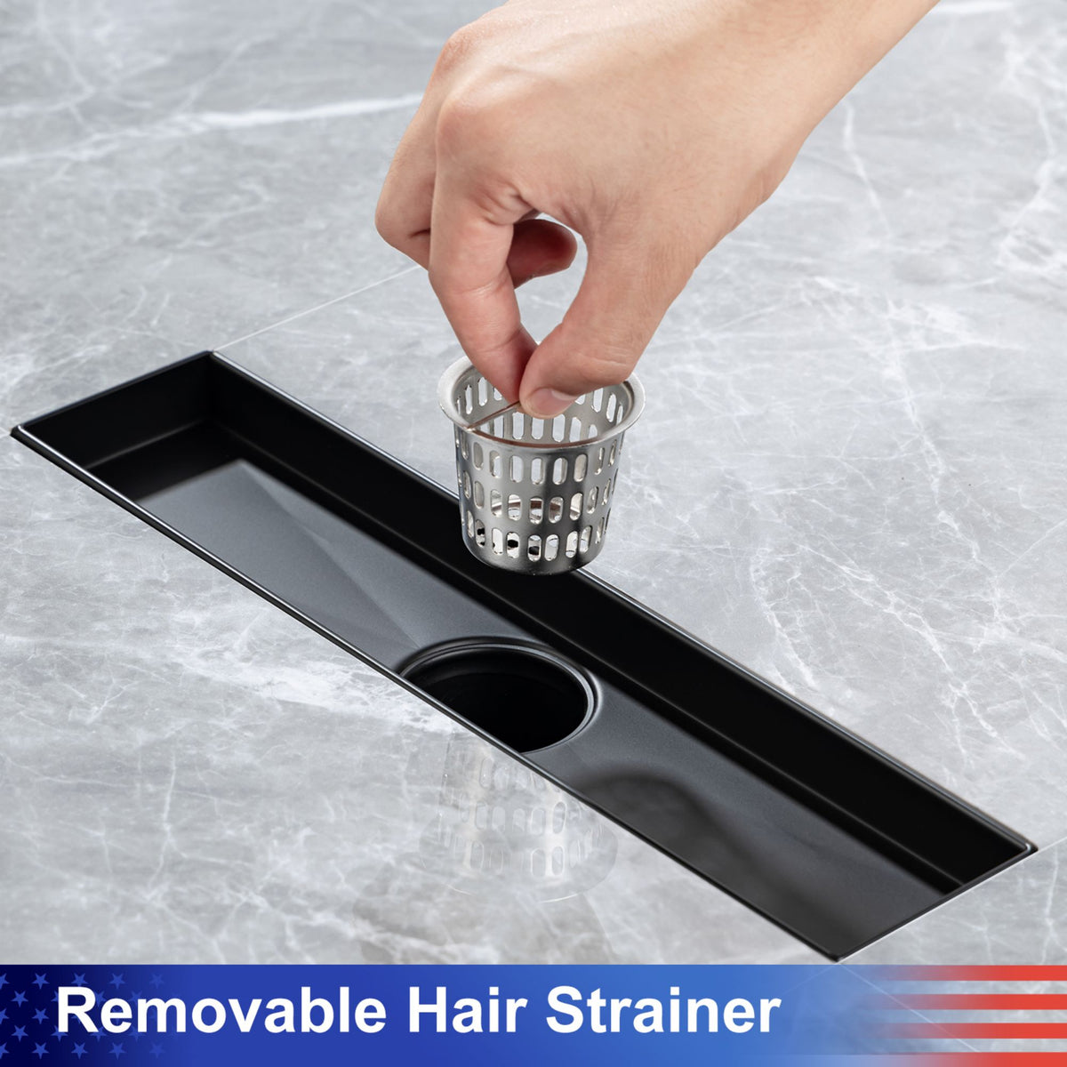 RAINLEX 12 in. Linear Grid Shower Drain in Matte Black