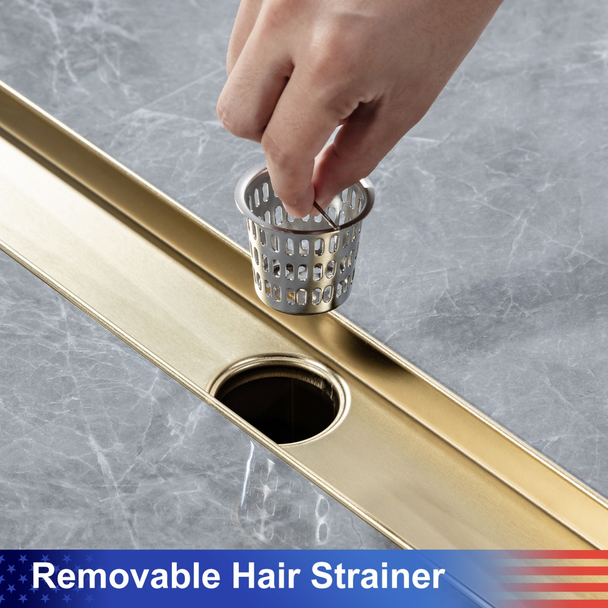 24" Linear Grid Shower Drain, Matte Black